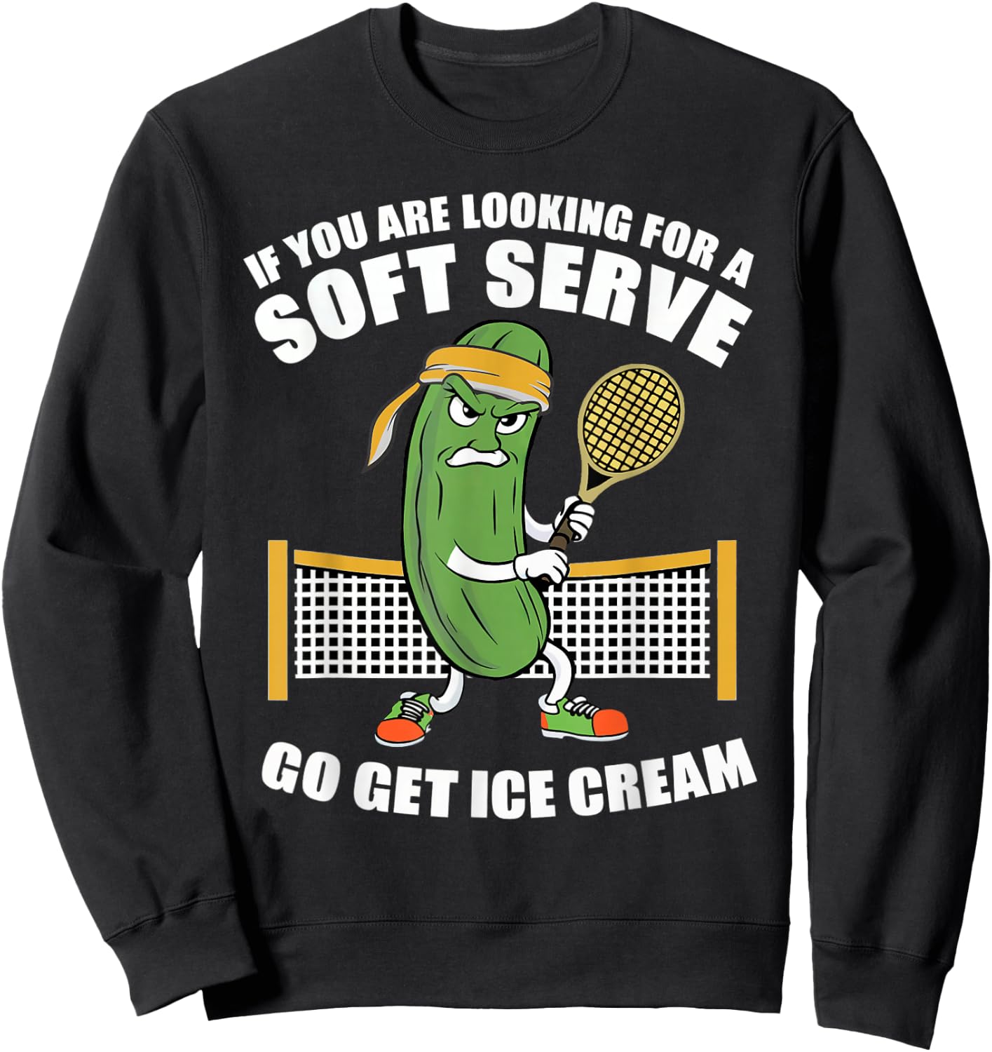 Funny Pickleball Playing Pickle Tennis Soft Serve Ice Cream Sweatshirt - Sweatshirt | Black