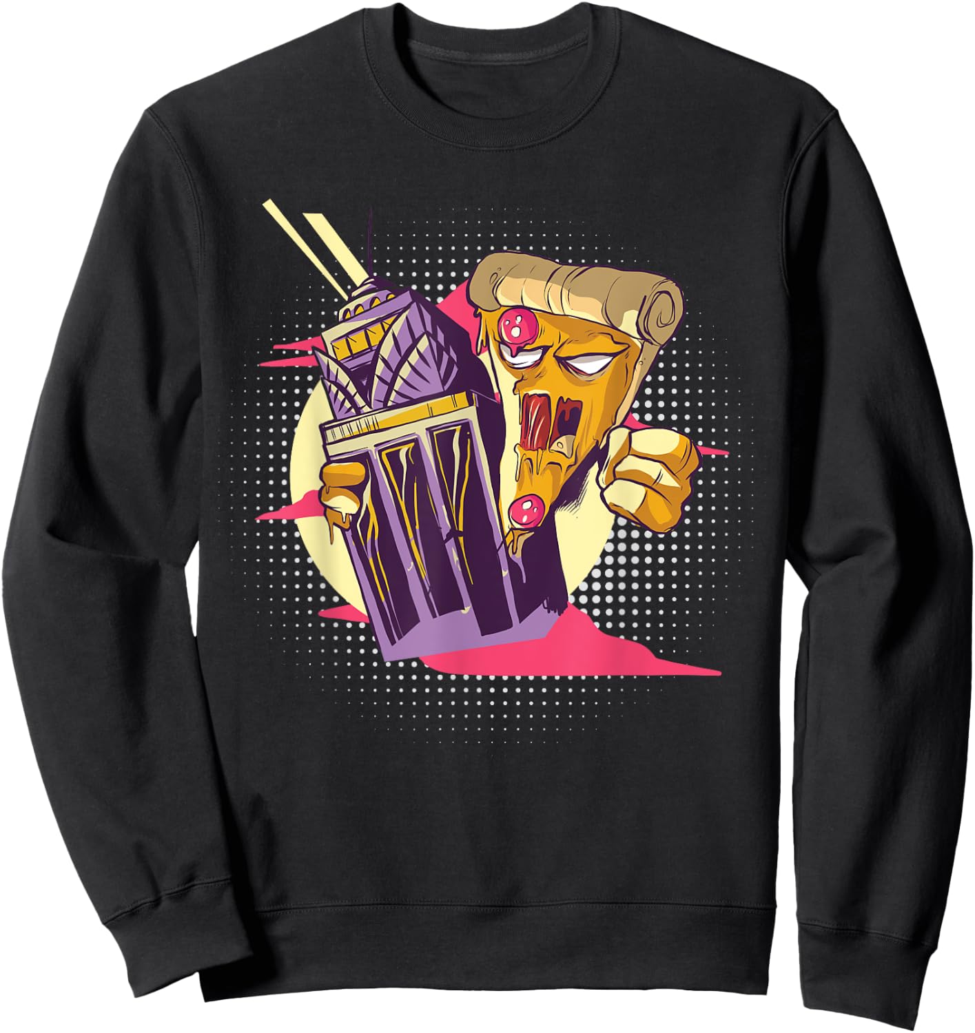 Pizzazilla Monster Pizza Eating Pizza Sweatshirt - Sweatshirt | Black