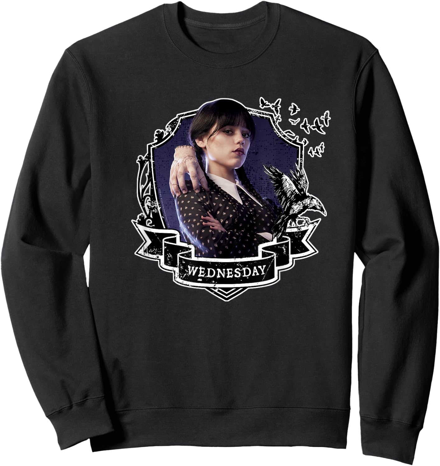 Mittwochsserie Nevermore Frame Wednesday Kurzarm Sweatshirt - Sweatshirt | Black