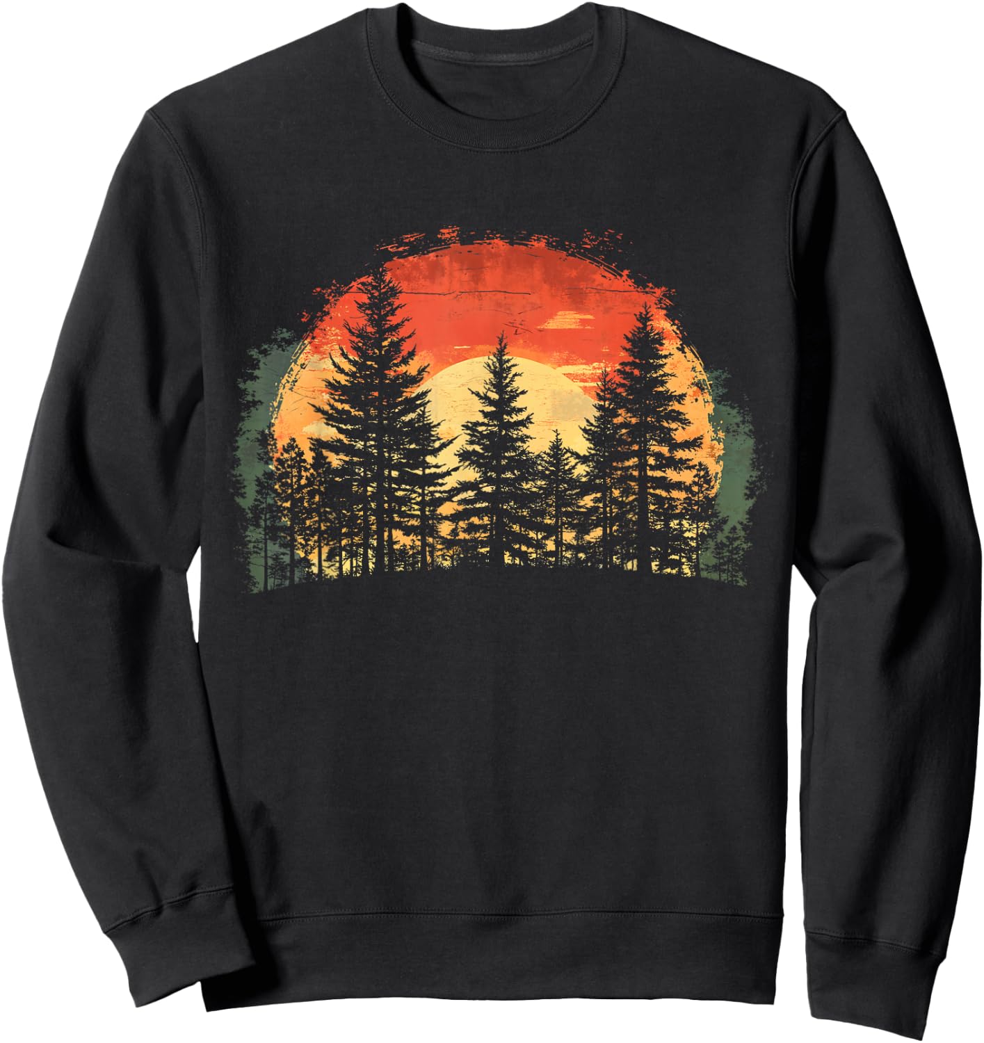Sunset Tree Nature Lovers Trees Retro Forest Sweatshirt - Sweatshirt | Black