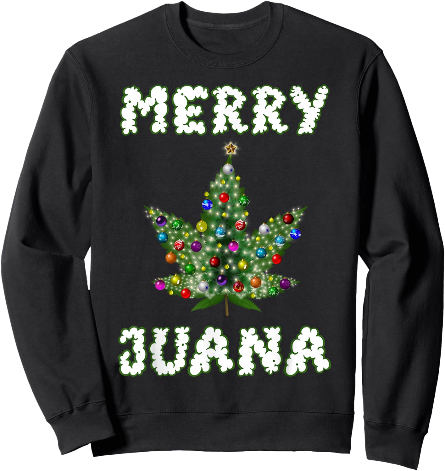 Marijuana Christmas Tree Pot Weed Leaf THC Gift Sweatshirt - Sweatshirt | Black