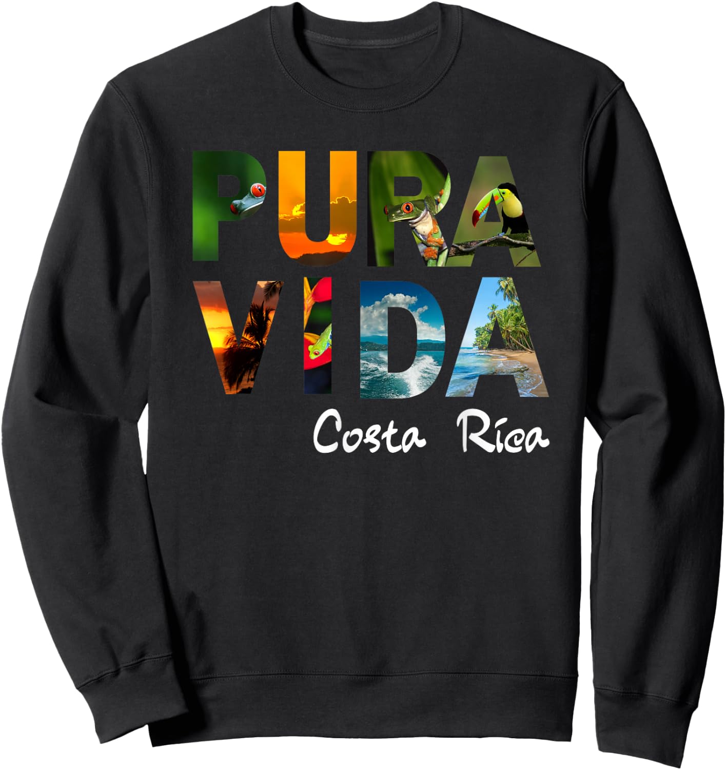 Pura Vida Costa Rica Men Women Kids Friend Gift Souvenir Sweatshirt - Sweatshirt | Black