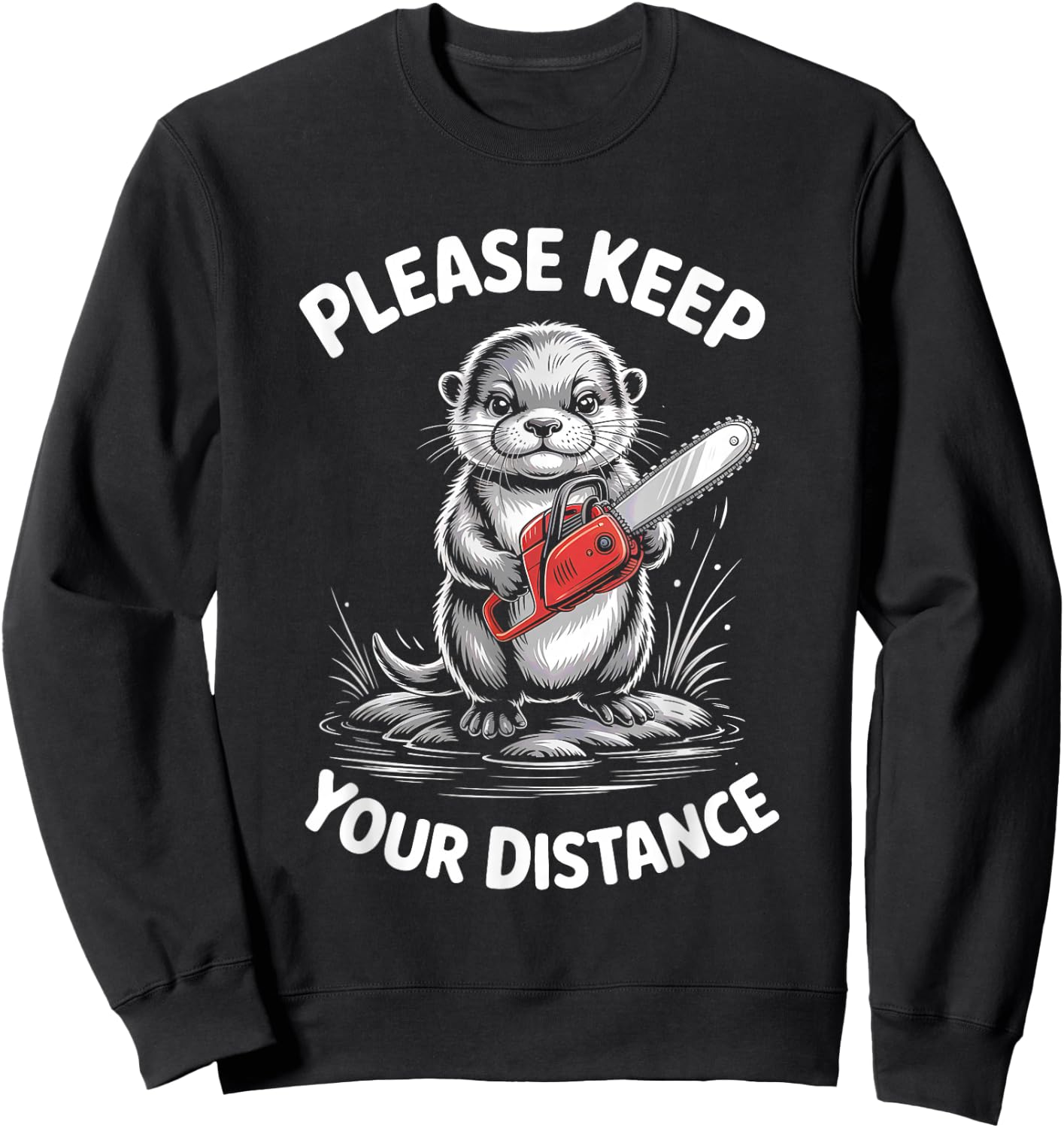 Otter Please Keep your distance Antisocial Sweatshirt - Sweatshirt | Black