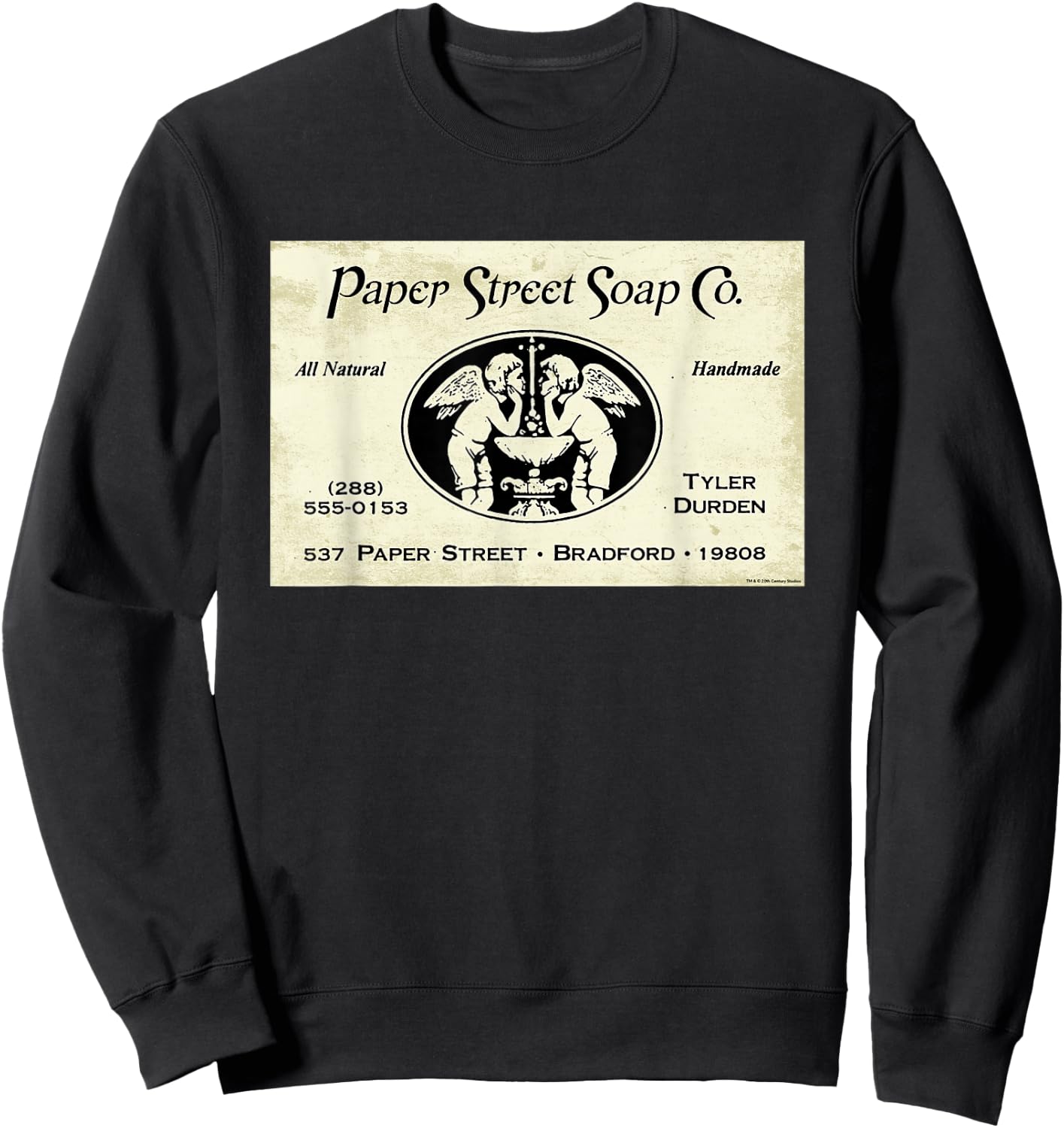 Fight Club Movie Official Paper Street Soap Co. Tyler Durden , Black, S Sweatshirt - Sweatshirt | Black