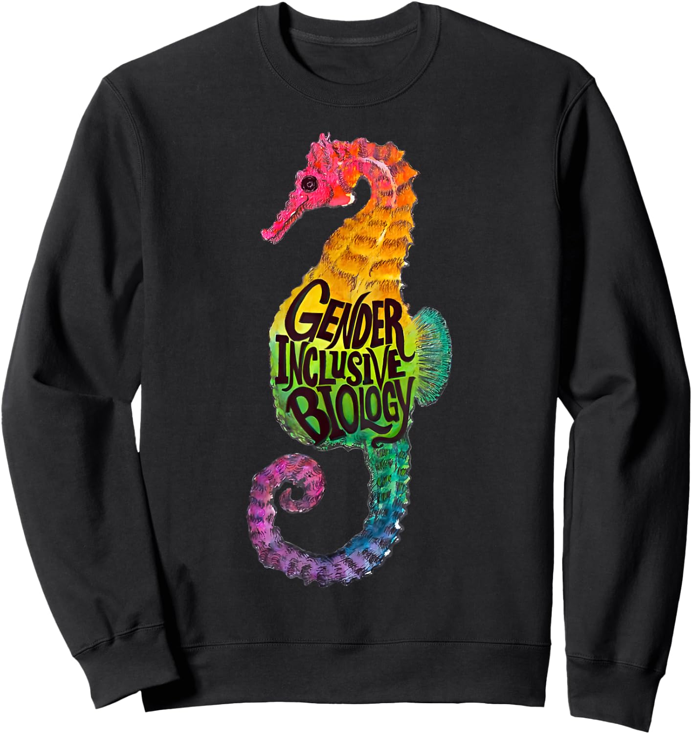 Rainbow Seahorse Dad Gay Pride Month LGBTQ Fathers Day Sweatshirt - Sweatshirt | Black
