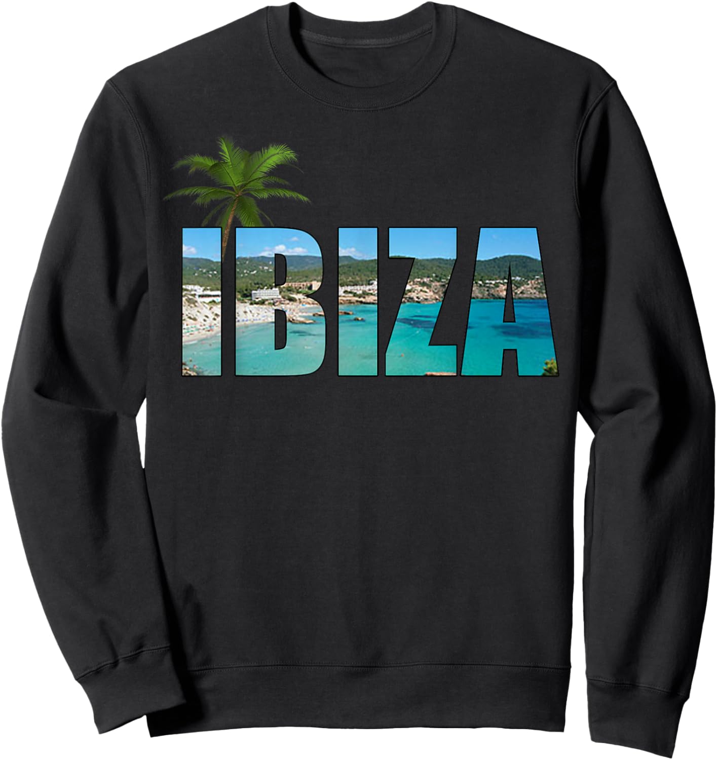 Ibiza Espana Beach Palm Tree Party Destination Gift Sweatshirt - Sweatshirt | Black