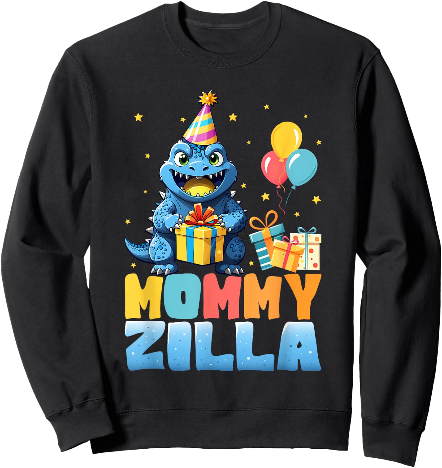 Mommyzilla Funny Monster Kaiju Family Matching Birthday Mom Sweatshirt - Sweatshirt | Black