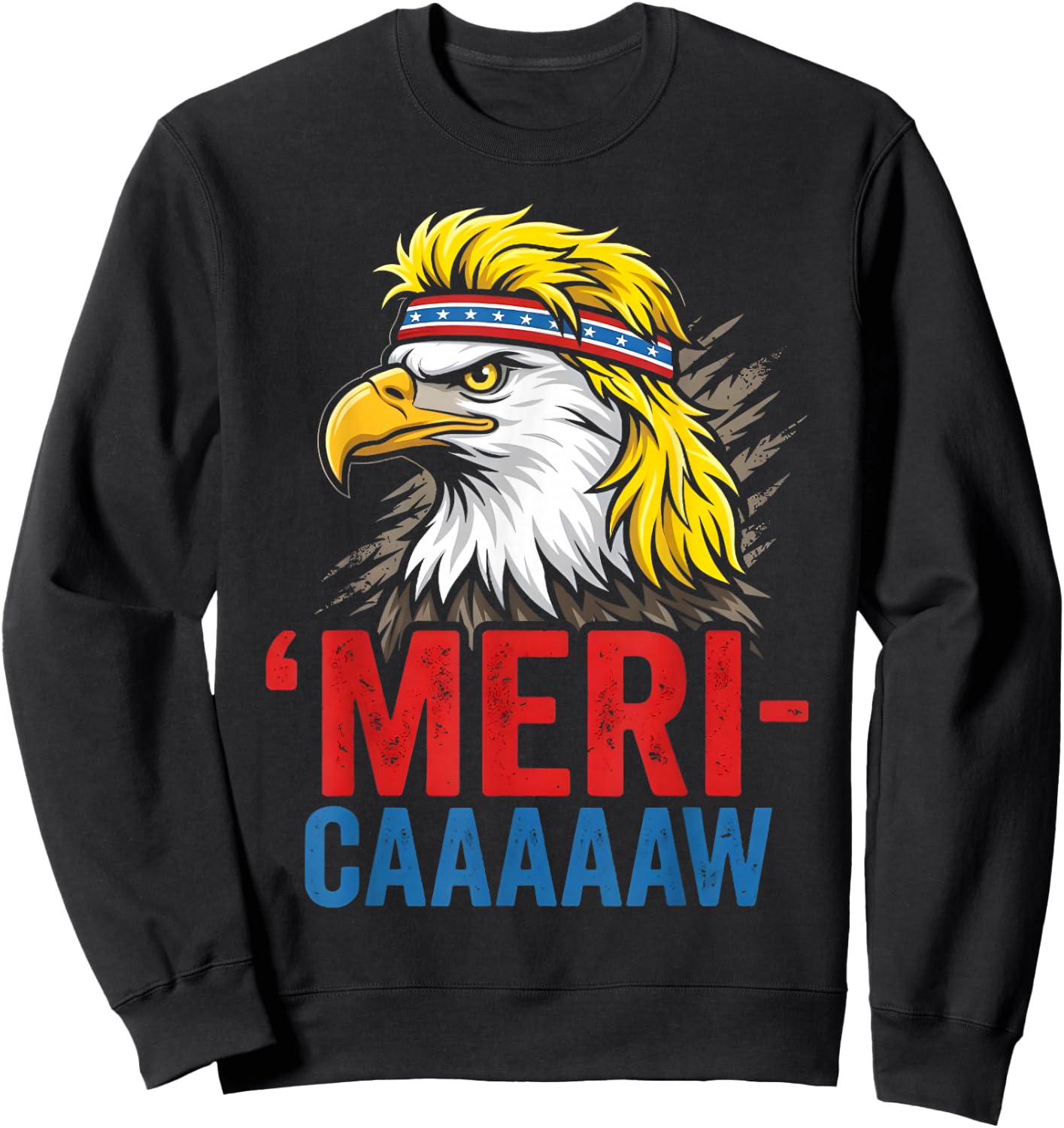 4th of July Eagle Meri-Caw Freedom Patriotic Men Women Kids Sweatshirt - Sweatshirt | Black