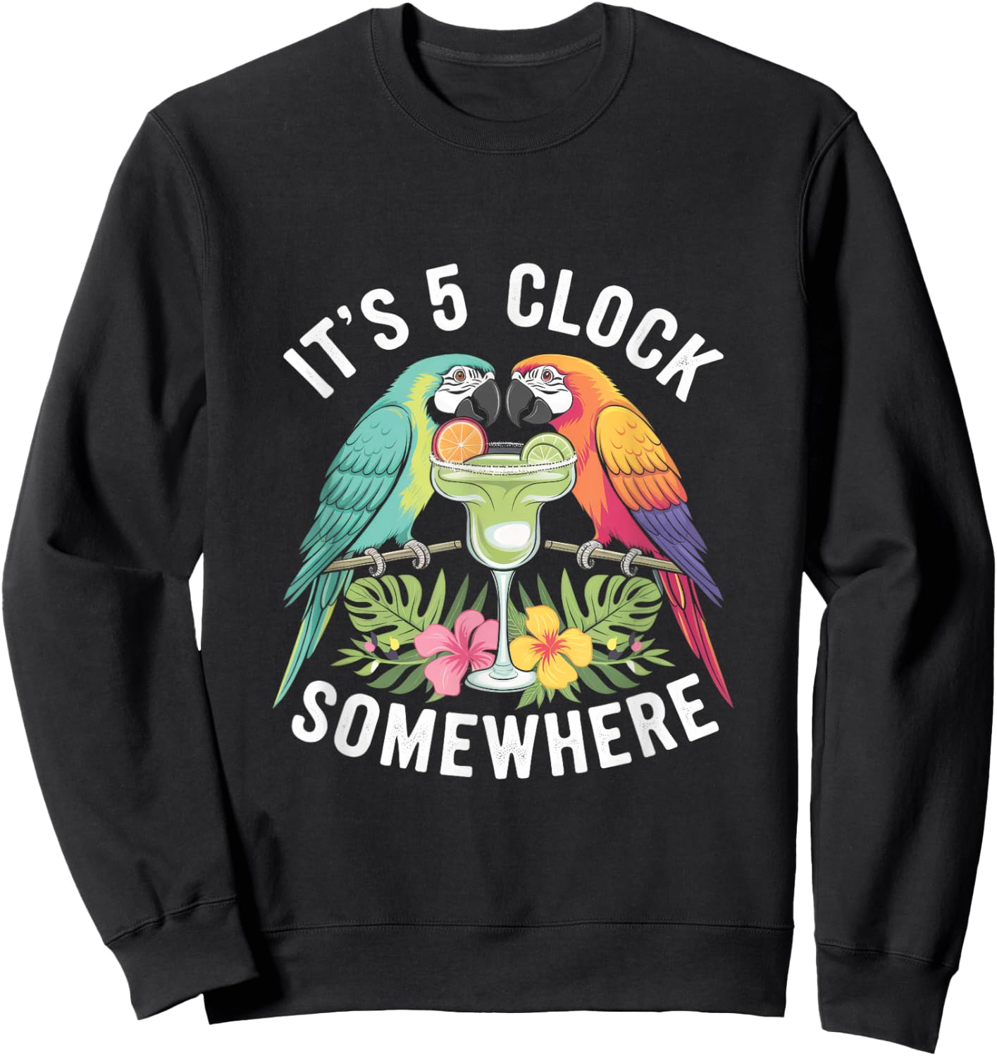 It's 5 O'clock Somewhere - Tropical Vacation Sweatshirt - Sweatshirt | Black