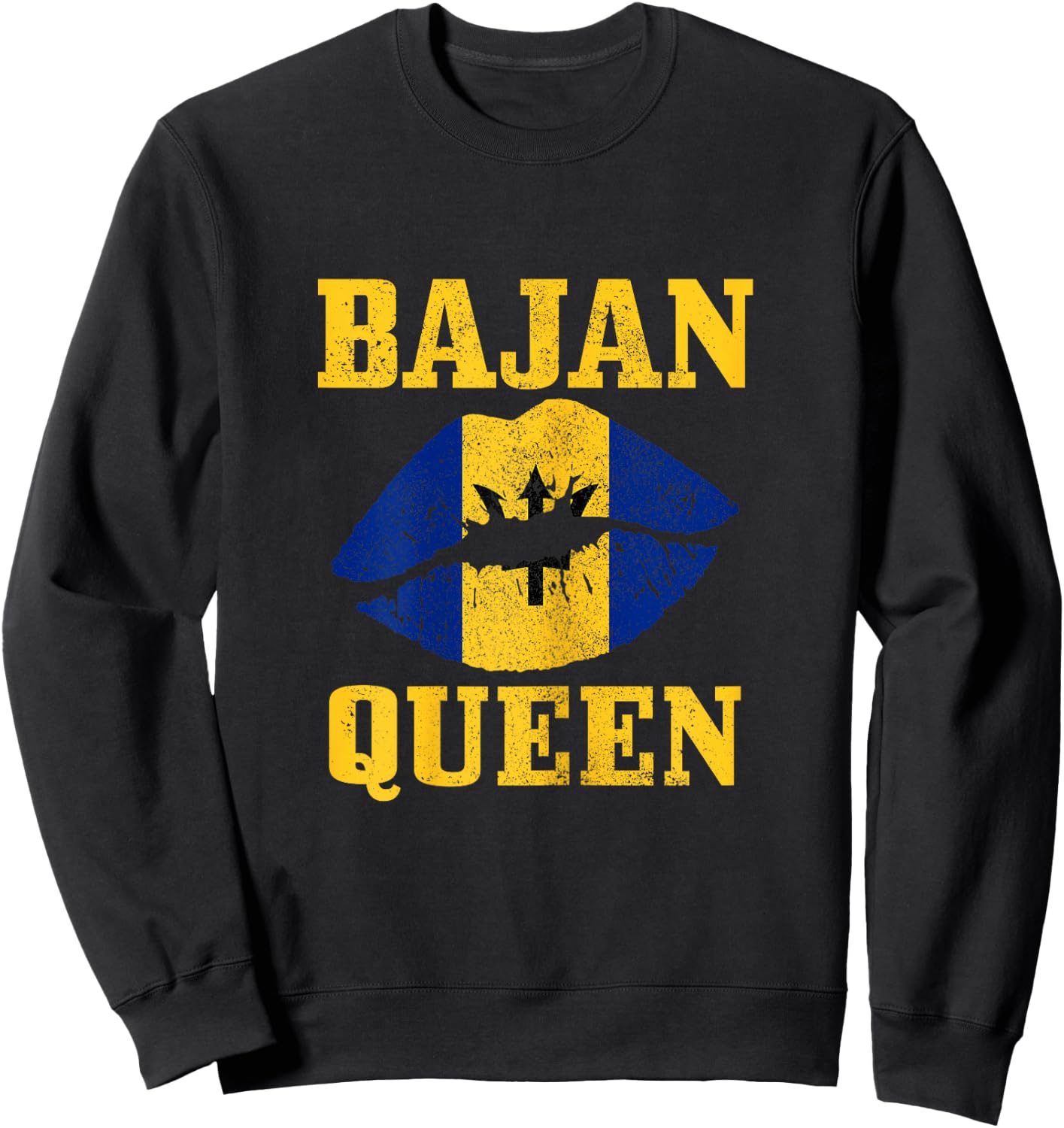 Bajan Queen Barbados Flag Pride Vintage Girl Women Sweatshirt - Sweatshirt | Black