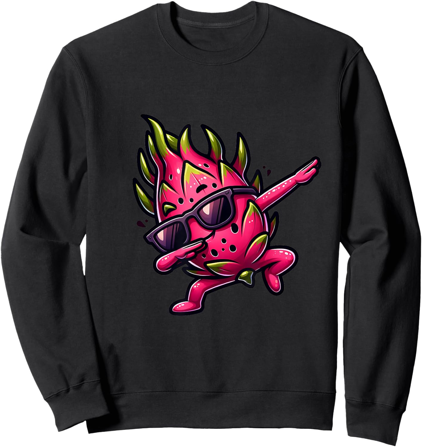 Dab Fruit Dancing Dabbing Dragon Fruit Meme Sweatshirt - Sweatshirt | Black