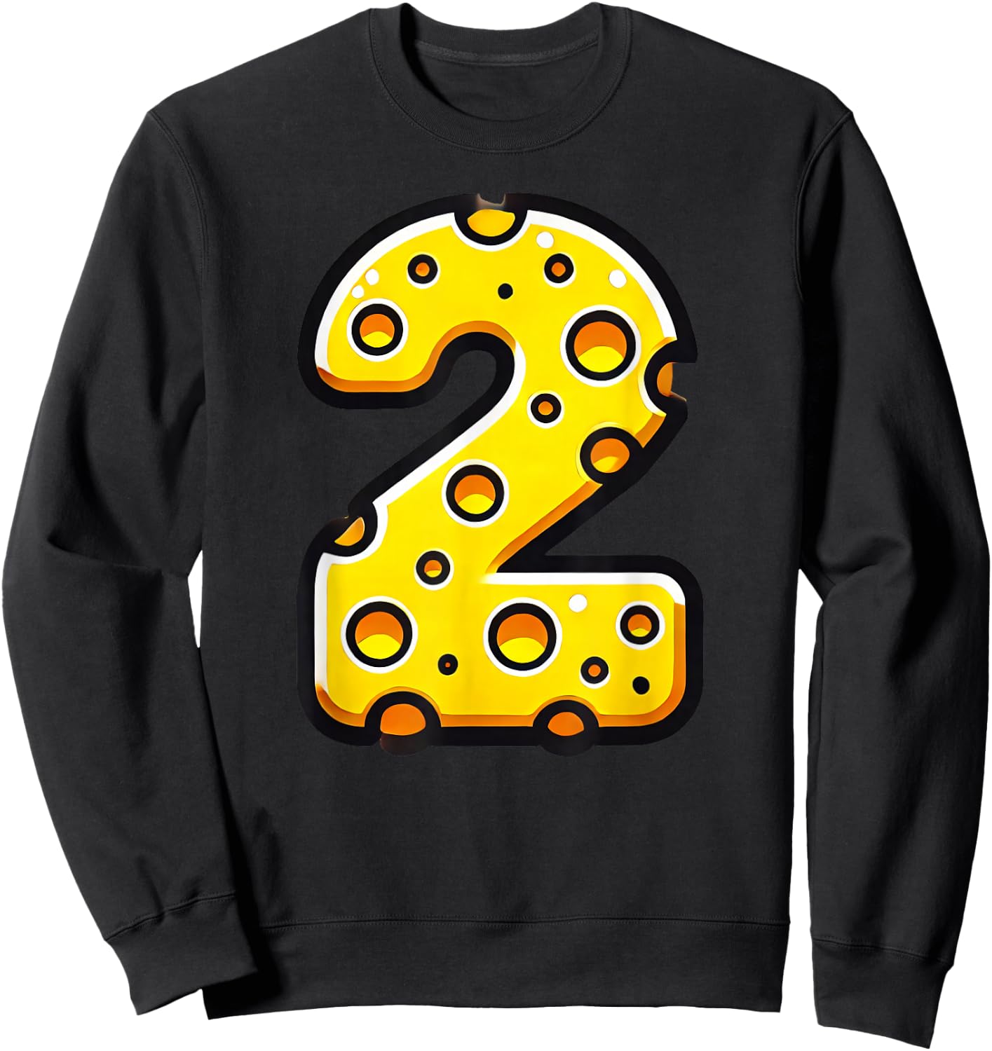 Cheese Happy 2nd Birthday Number Two Boys Girls Kids Sweatshirt - Sweatshirt | Black