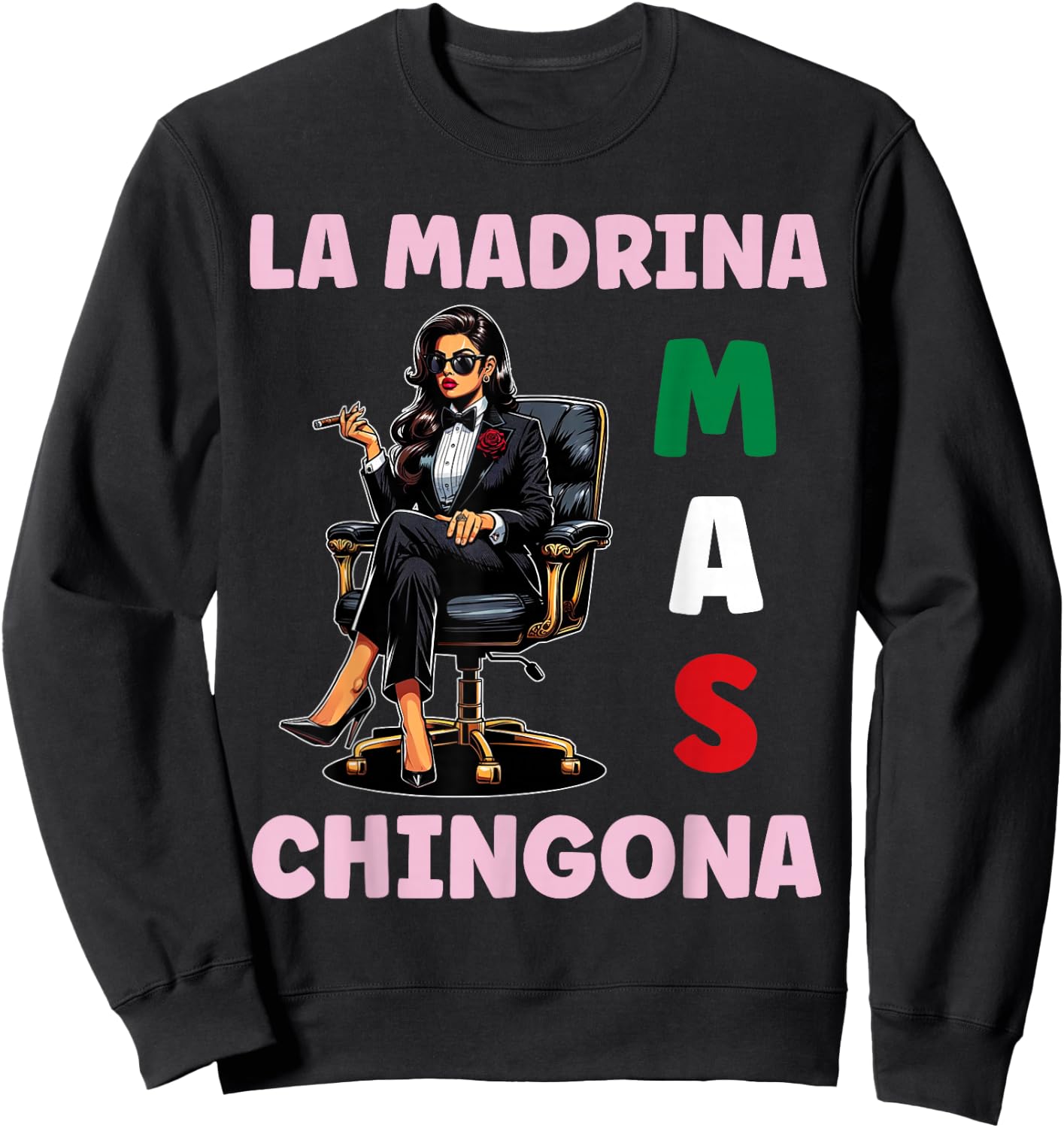 Funny Mexican Baptism Design - La Madrina Mas Chingona Sweatshirt - Sweatshirt | Black