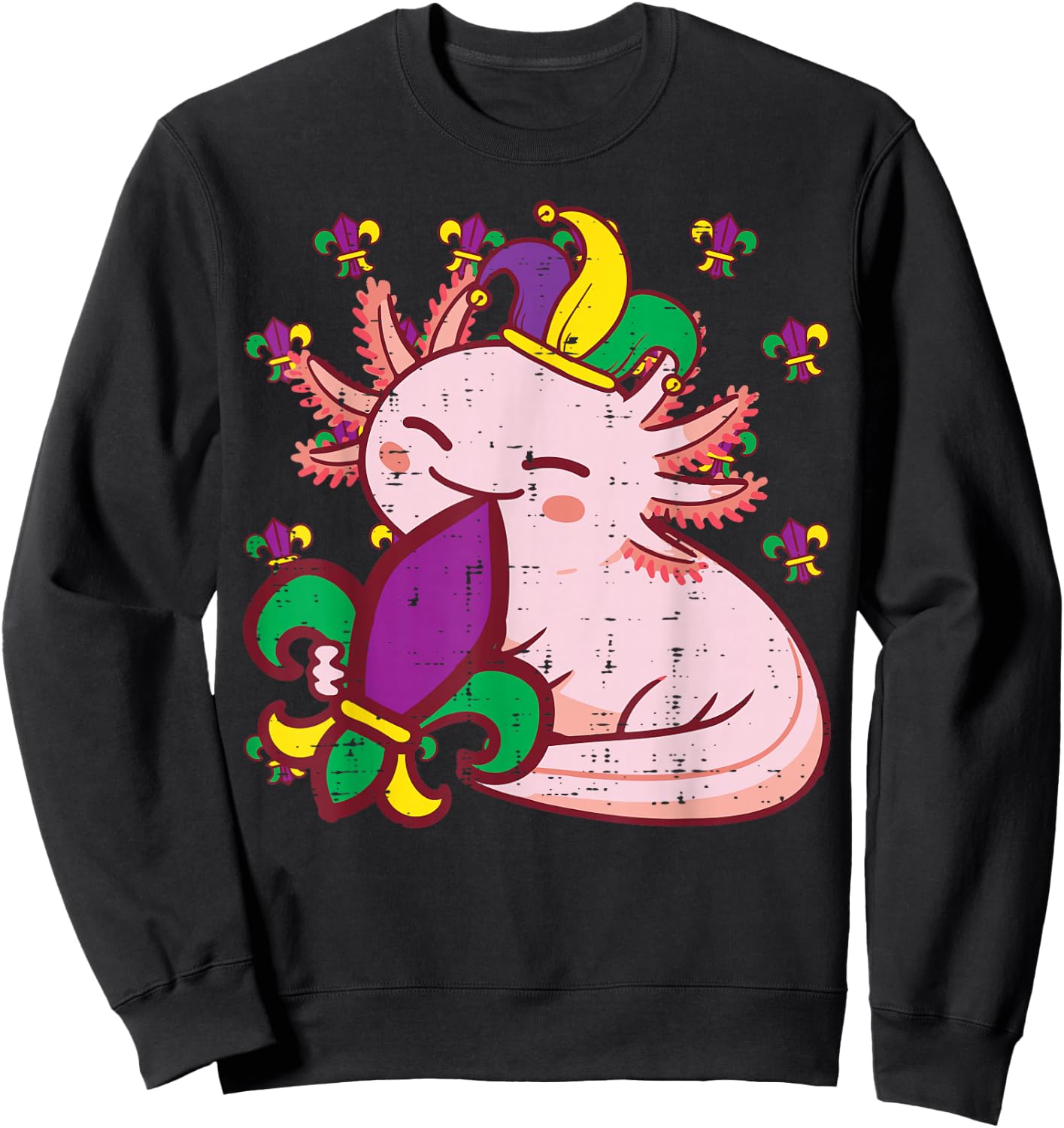 Mardi Gras Axolotl Fat Tuesday Boys Girls Kids Women Men Sweatshirt - Sweatshirt | Black
