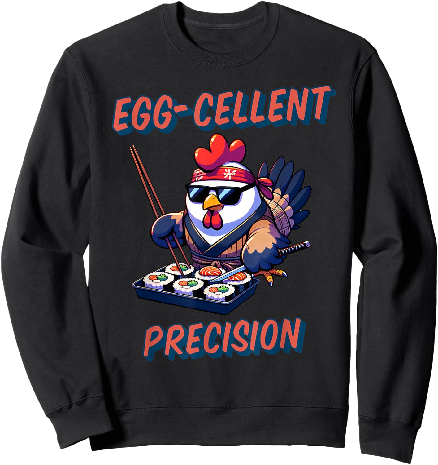 Funny cute Anime Ninja Chicken Sushi Eggcellent Sweatshirt - Sweatshirt | Black