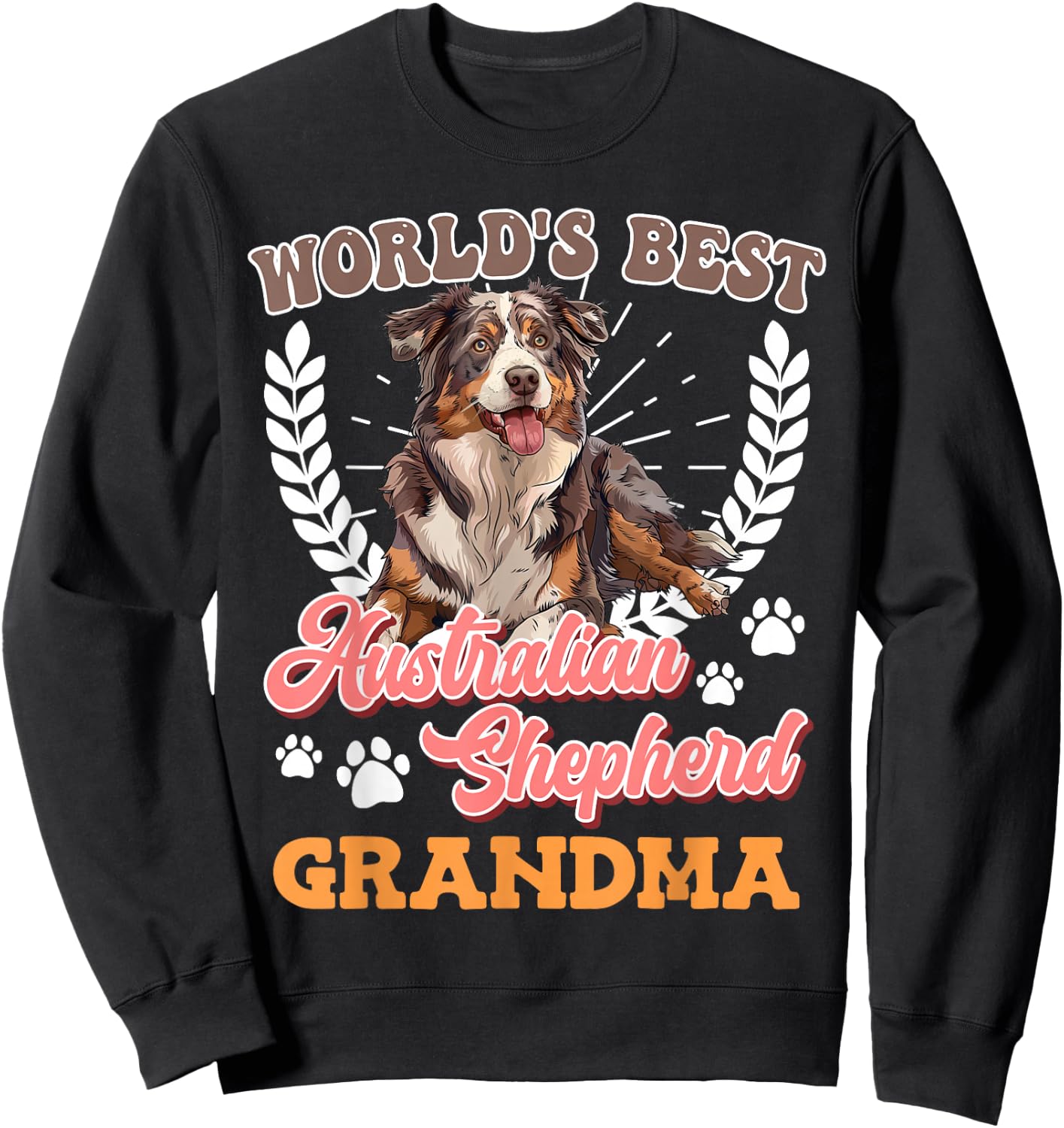 Dog Grandma World's Best Australian Shepherd Grandma Aussie Sweatshirt - Sweatshirt | Black