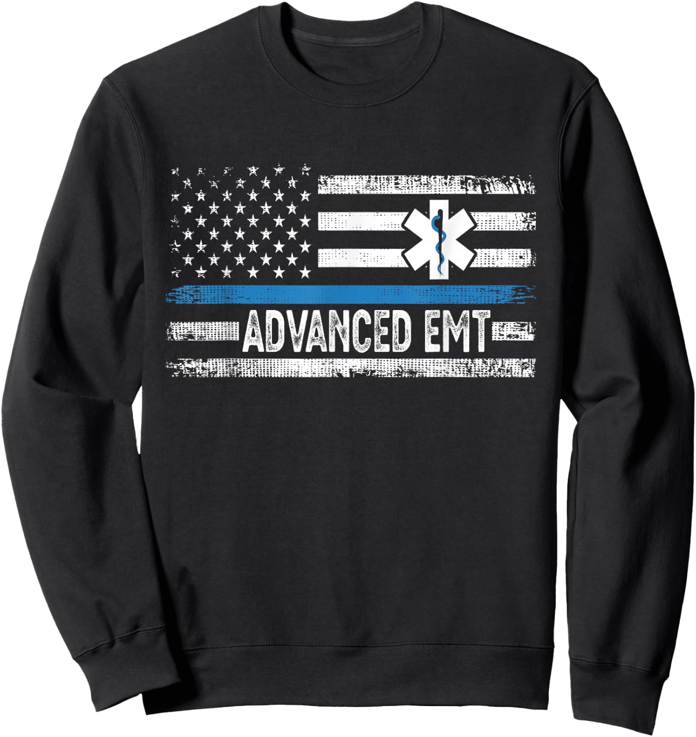 American Flag USA Advanced EMT AEMT Medical Technician Sweatshirt - Sweatshirt | Black