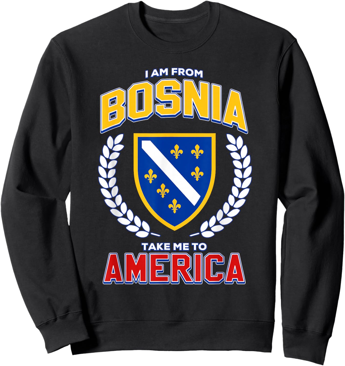 I Am from Bosnia Take Me to America Bosnia Flag BiH Sweatshirt - Sweatshirt | Black