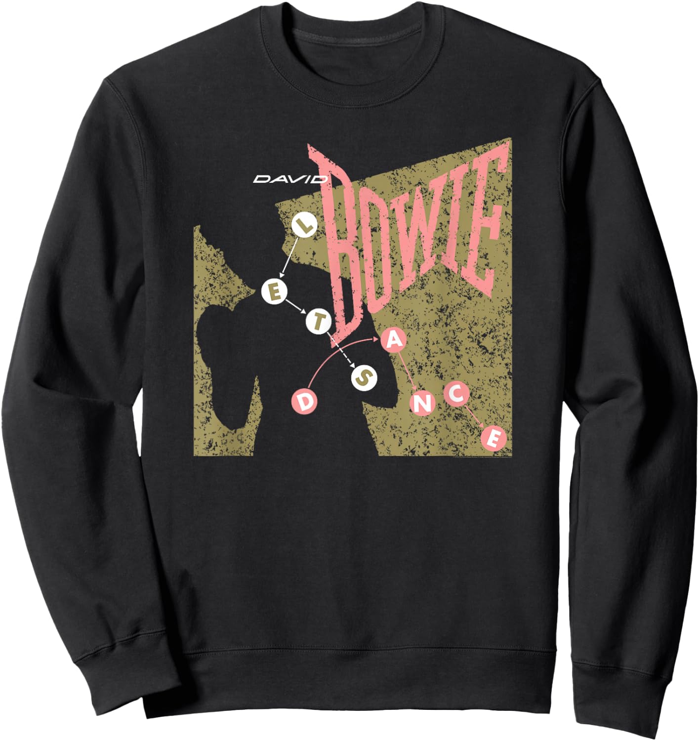 David Bowie Let's Dance Pink and Gold , Black, S Sweatshirt - Sweatshirt | Black