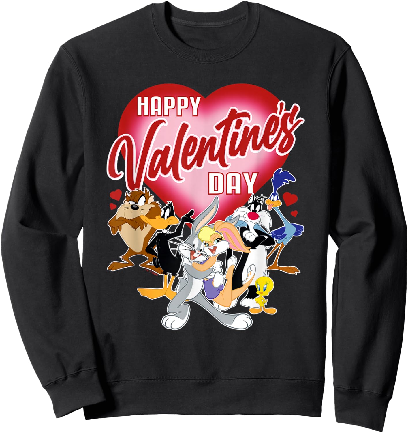 Looney Tunes Valentines Day Bugs Lola Tweety Taz Daffy Sweatshirt - Sweatshirt | Black