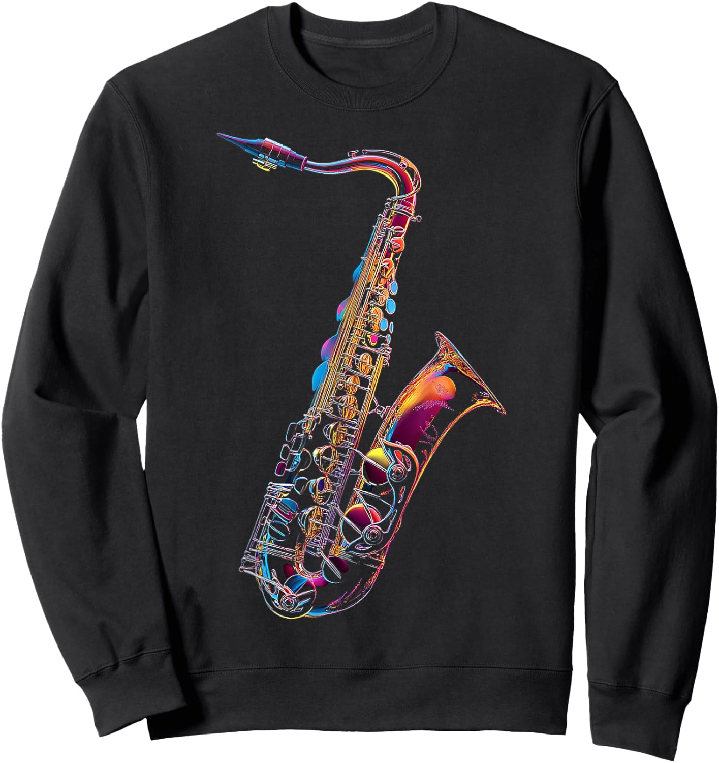 Saxophone Music Instrument Motif Illustration Saxophone Sweatshirt - Sweatshirt | Black