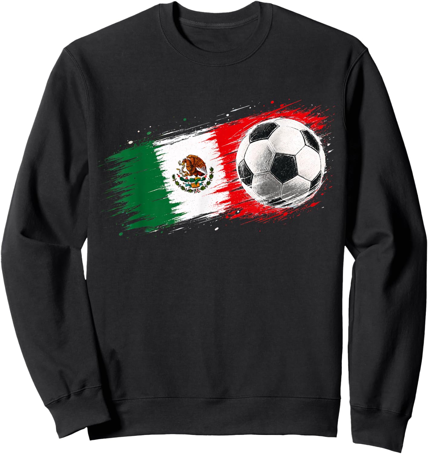 Mexico Soccer Ball Mexico Flag Sweatshirt - Sweatshirt | Black
