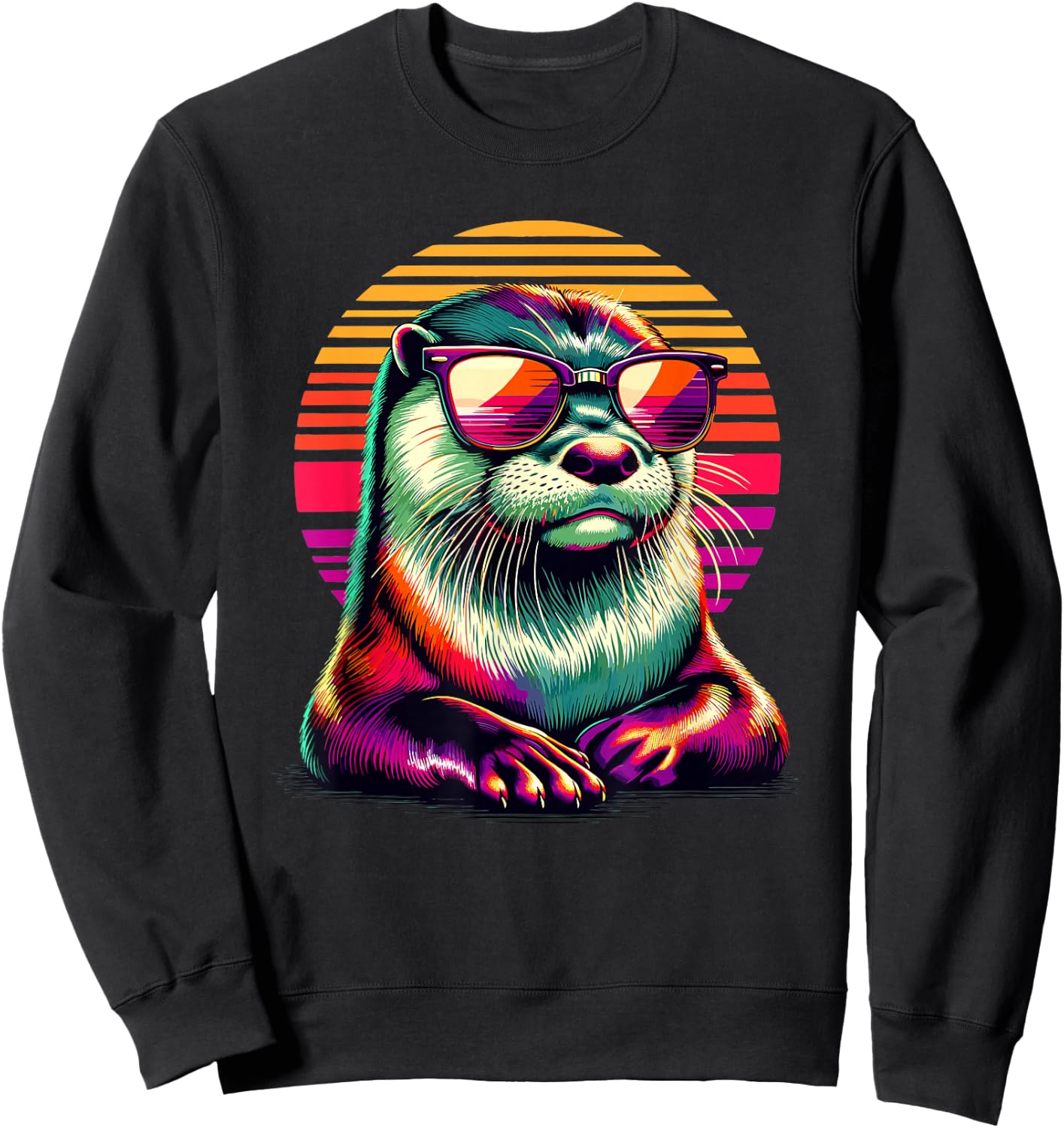 Colorful Pop Art Sunglasses Otter Sea Otters Sweatshirt - Sweatshirt | Black
