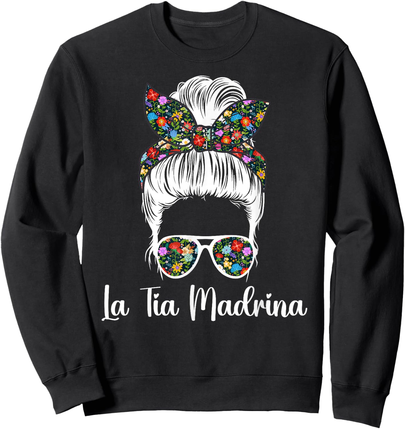 La Tia Madrina Messy Bun Tia Madrina Proposal Sweatshirt - Sweatshirt | Black