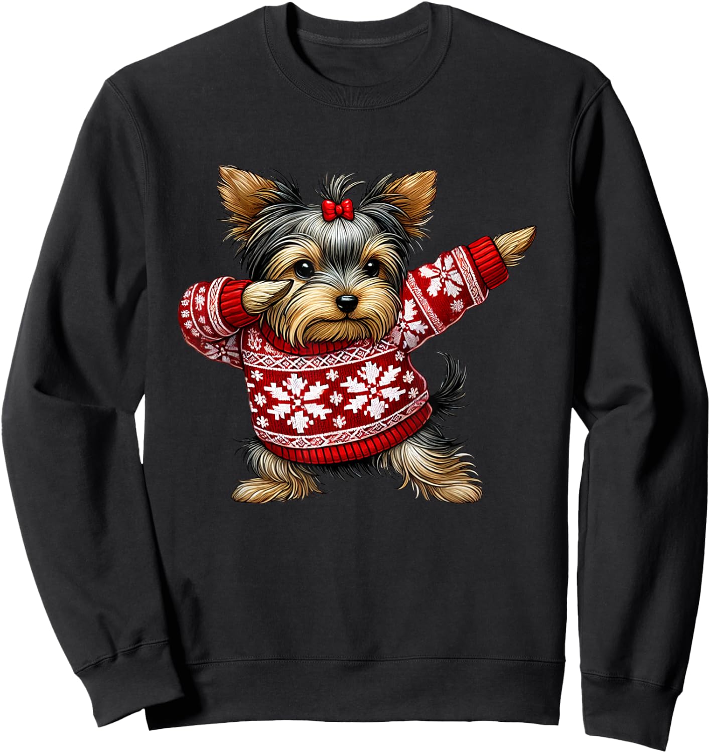 Kids, Men, Women Yorkshire Terrier Christmas Yorkie Ugly Christmas Black Short Sleeve Small Sweatshirt - Sweatshirt | Black