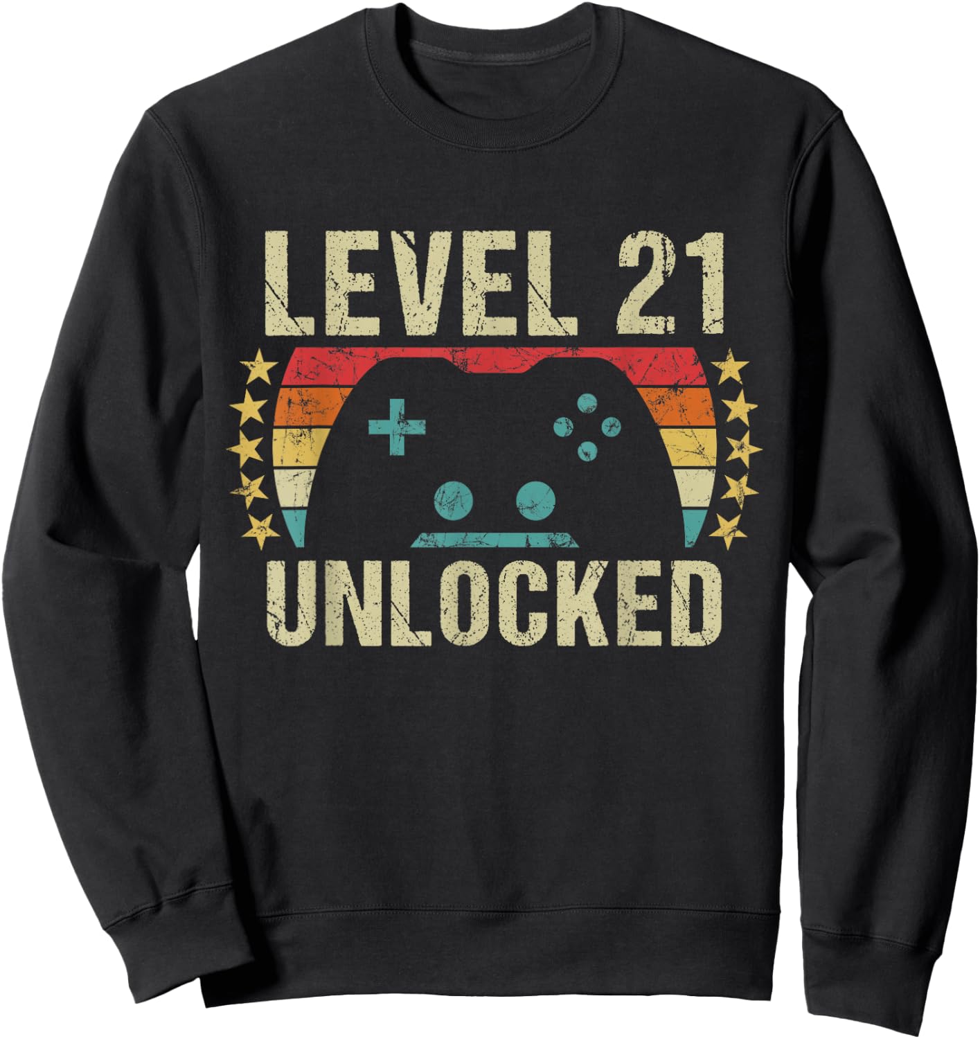 Gaming Vintage 21st Birthday Gift 21 Year Old Boy Girl Gamer Sweatshirt - Sweatshirt | Black