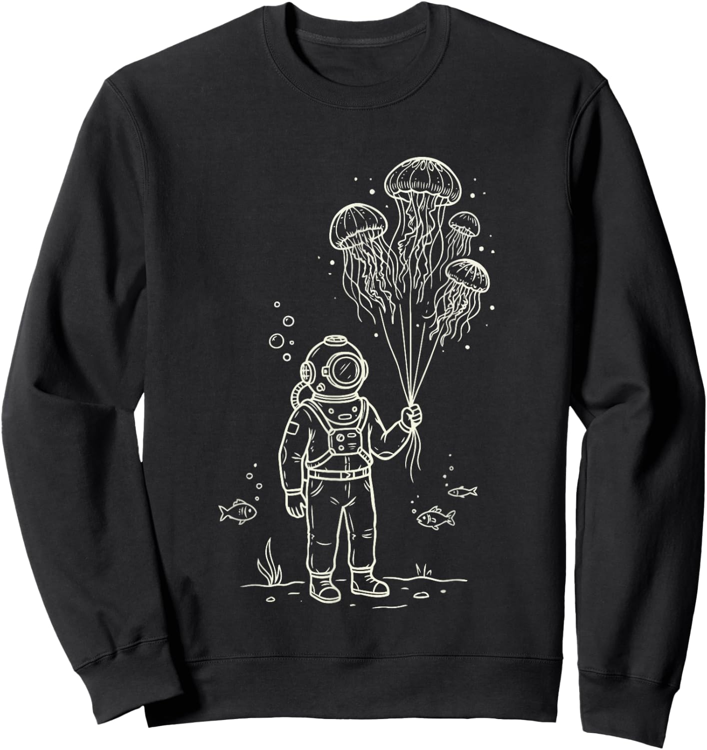 Surreal Ocean Aesthetic Deep Sea Diver Sweatshirt - Sweatshirt | Black