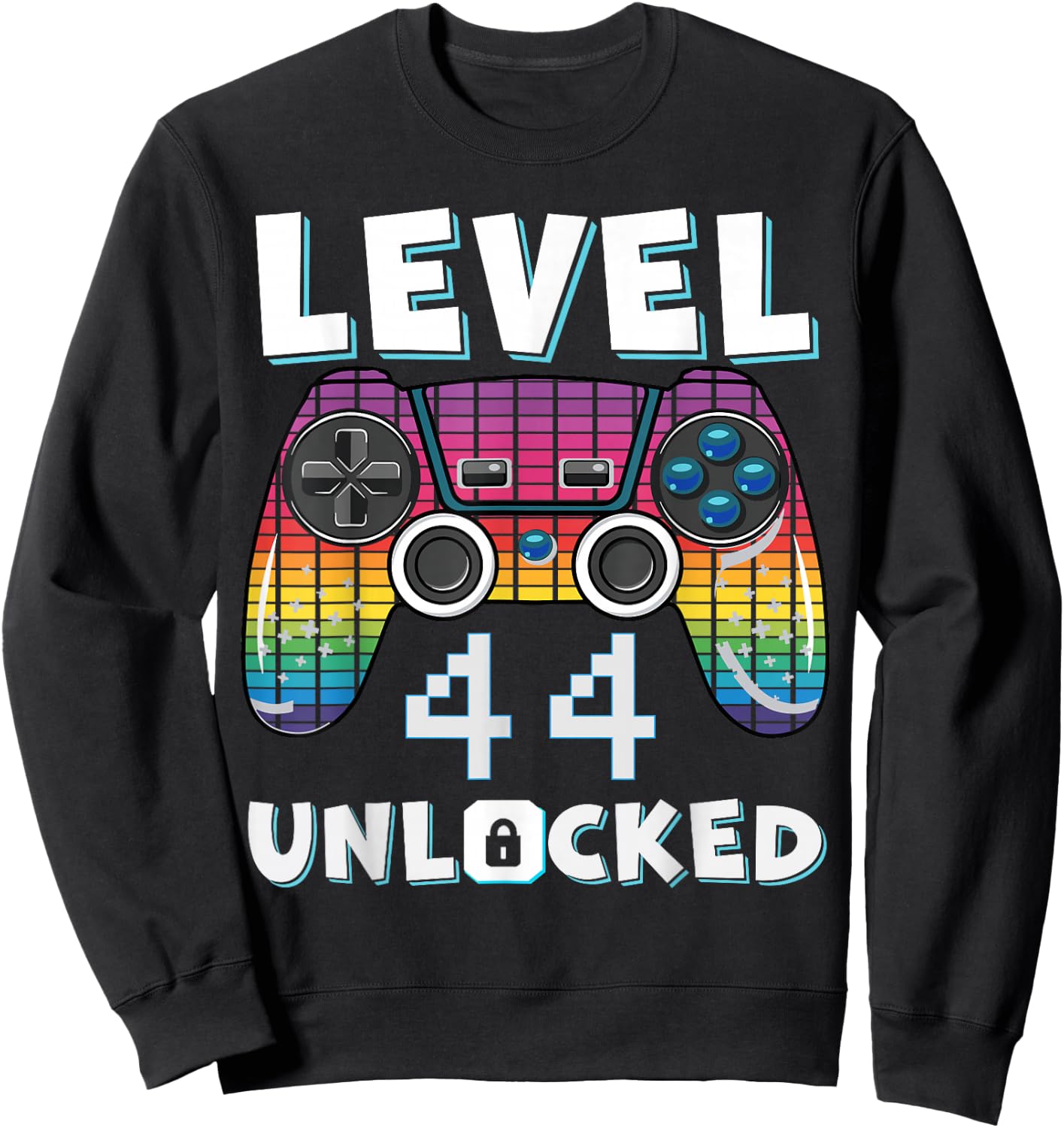 Level 44 Unlocked Funny Video Gamer 44th Birthday Gaming Sweatshirt - Sweatshirt | Black