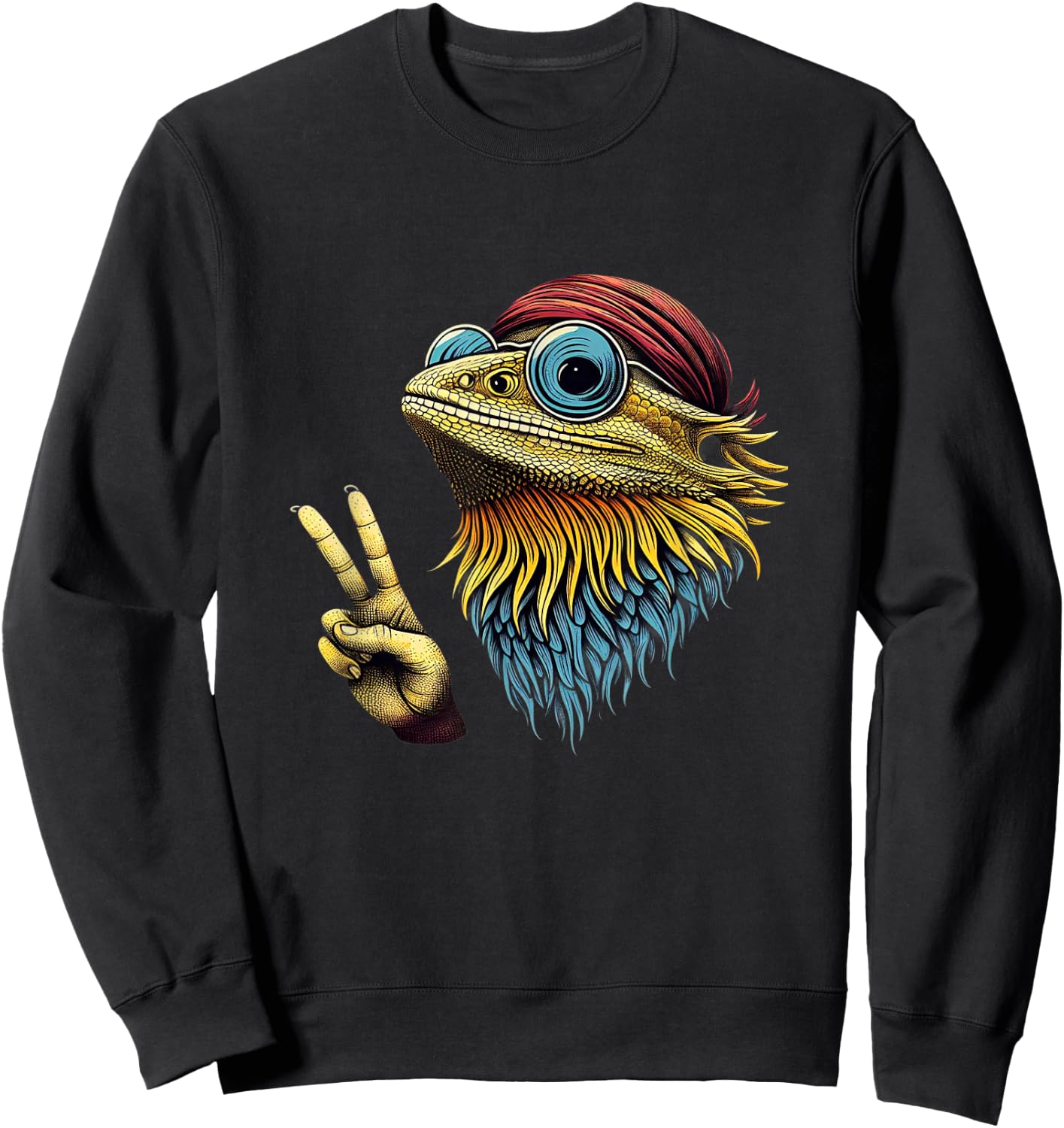 Bearded Dragons Reptile Lizard Pet Hippie Style Sweatshirt - Sweatshirt | Black