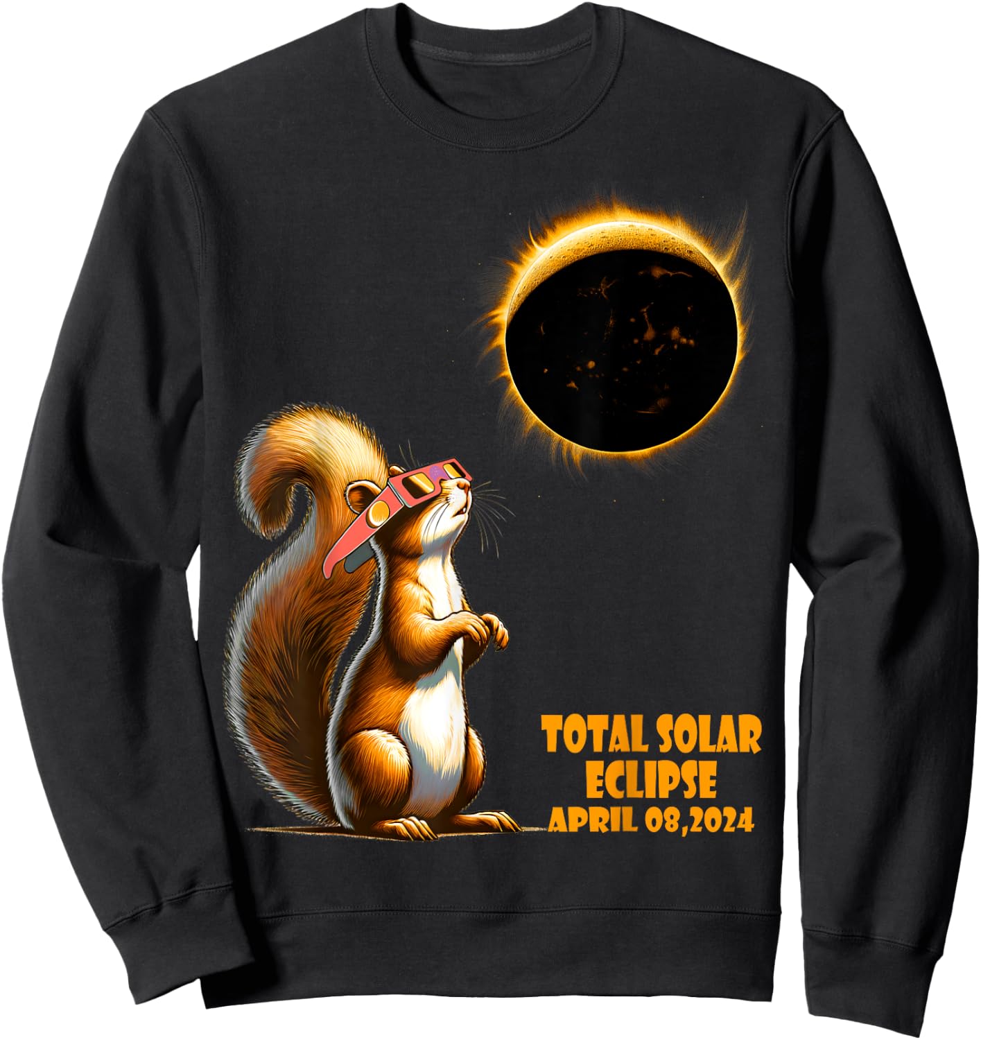 Watching Squirrel Solar Eclipse April 2024 North America Sweatshirt - Sweatshirt | Black