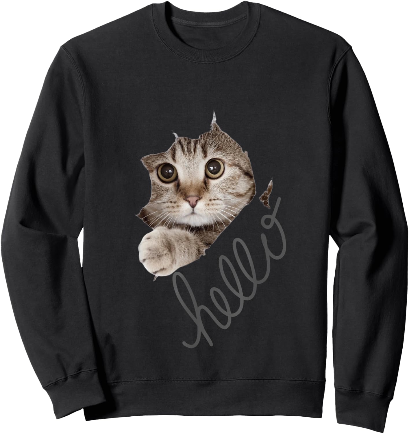 Cute Cat Motif with Beautiful Print , black Sweatshirt - Sweatshirt | Black