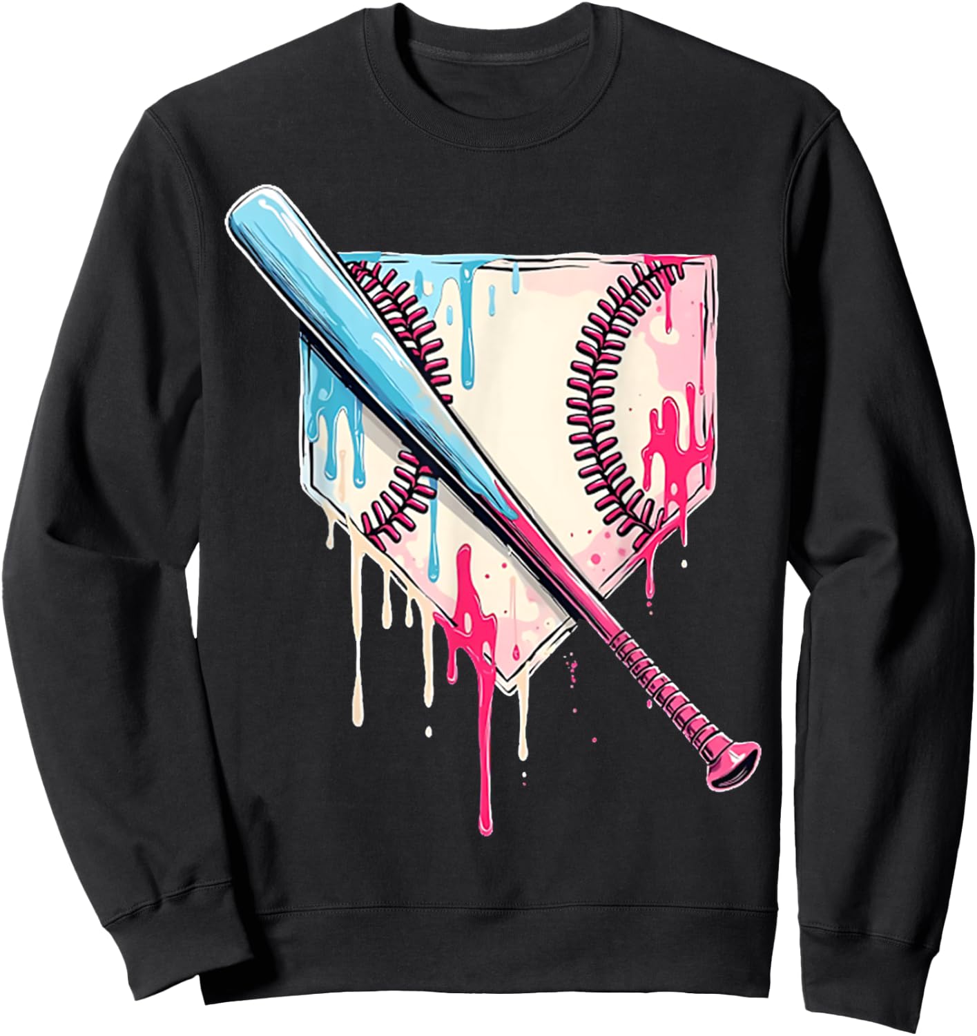 Cool Sport Baseball Home Plate Drip With Sprinkles Drip Sweatshirt - Sweatshirt | Black