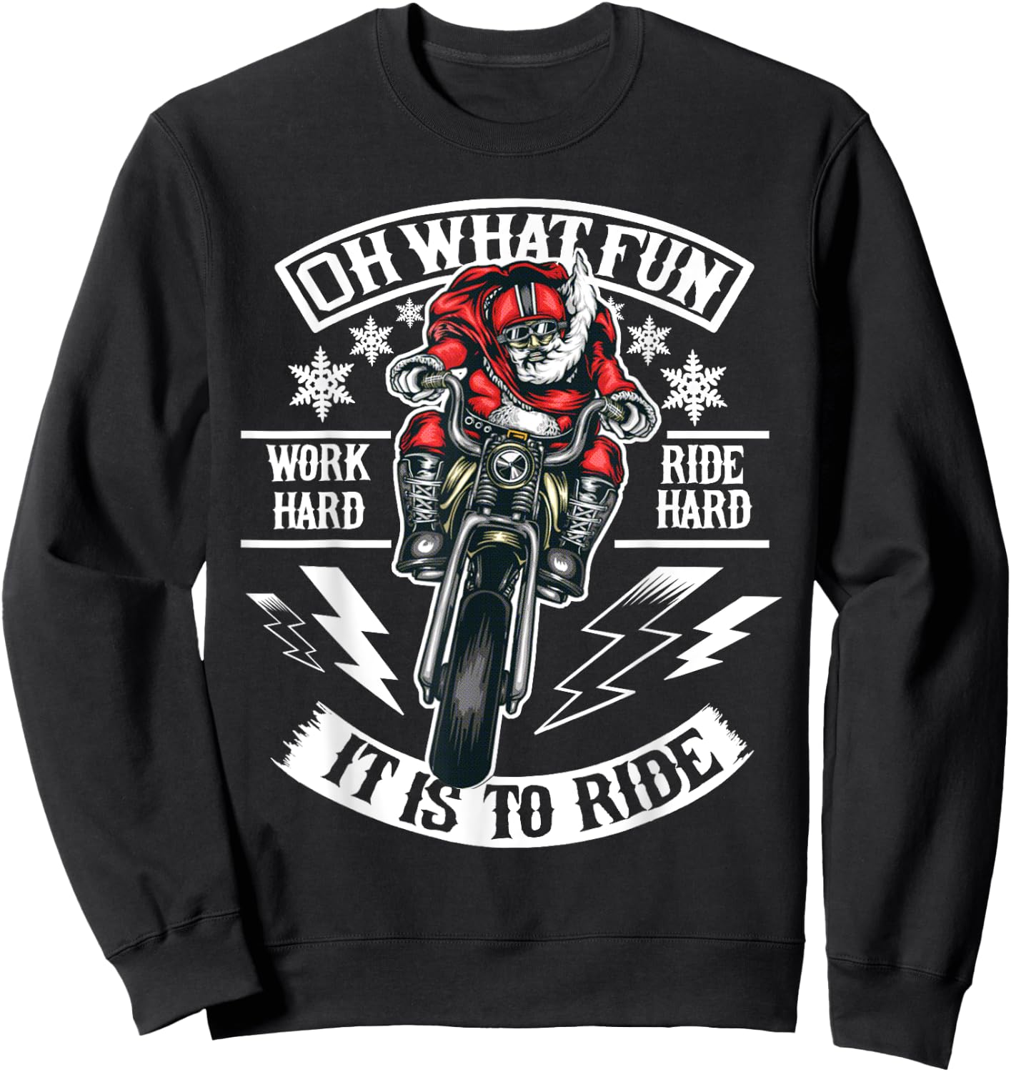 Christmas Motorcycle Santa Biker Sweatshirt - Sweatshirt | Black
