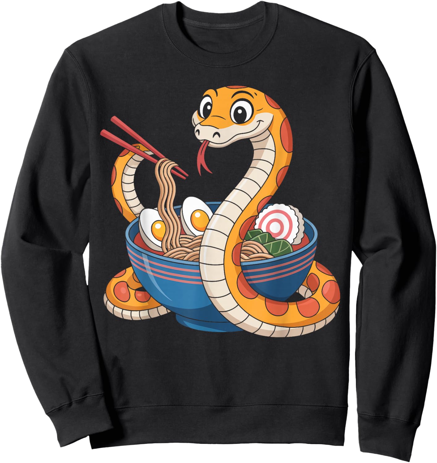 Funny Ramen Snake Noodle Lover Kawaii Food Gifts for Kids Sweatshirt - Sweatshirt | Black