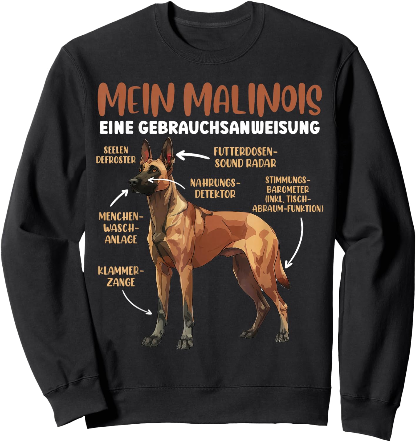 Belgian Malinois with Instructions for Use [English Language Not Guaranteed], black Sweatshirt - Sweatshirt | Black