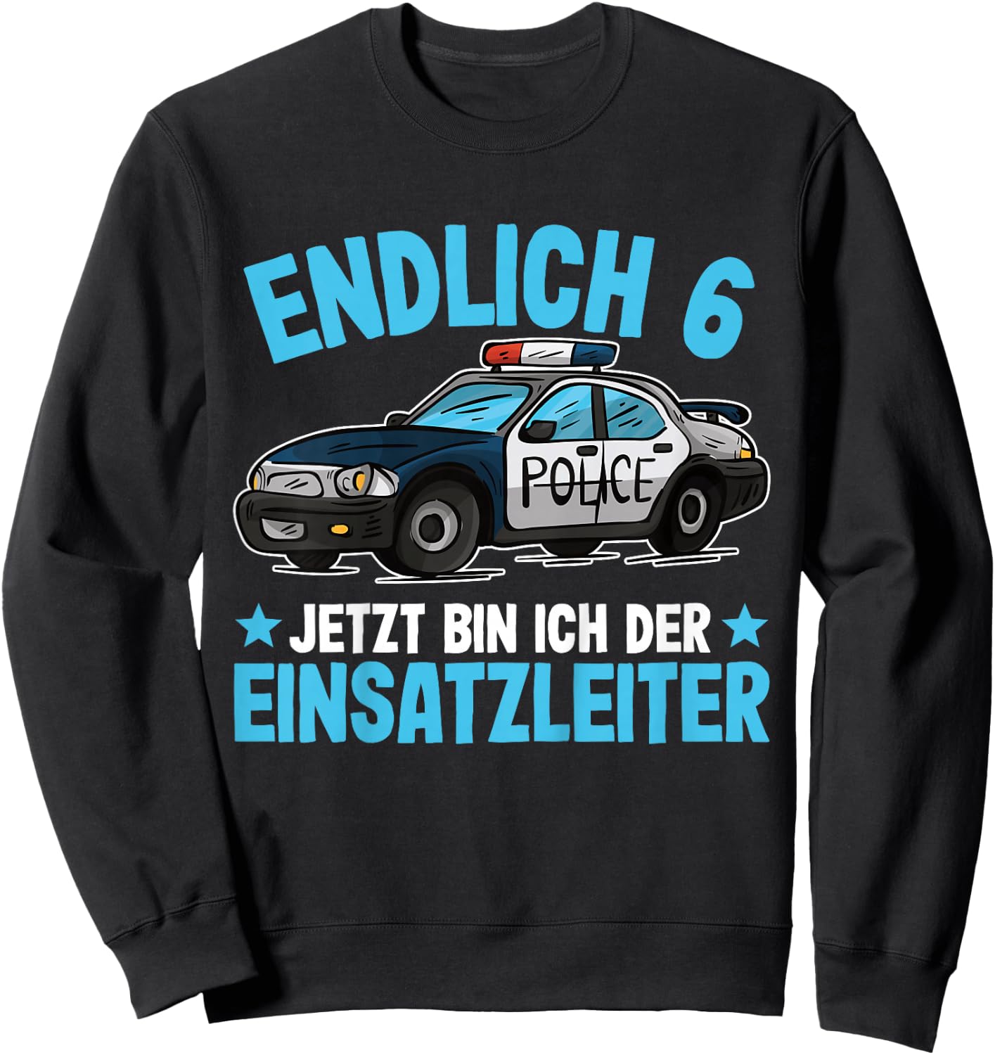 Children's Police Shirt 6 Years Boys Police Birthday , black Sweatshirt - Sweatshirt | Black