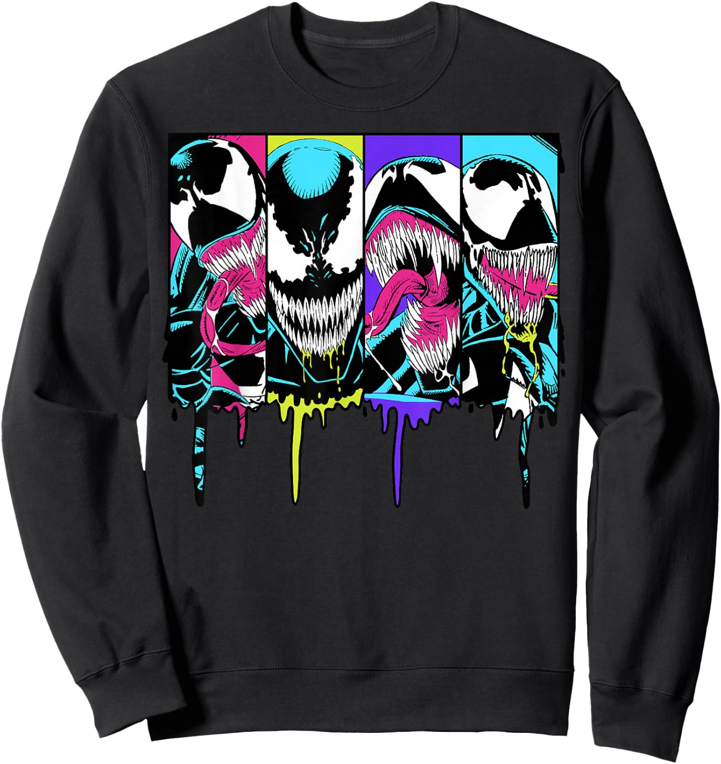 Marvel Venom Colorful Dripping Comic Panel Small Sweatshirt - Sweatshirt | Black