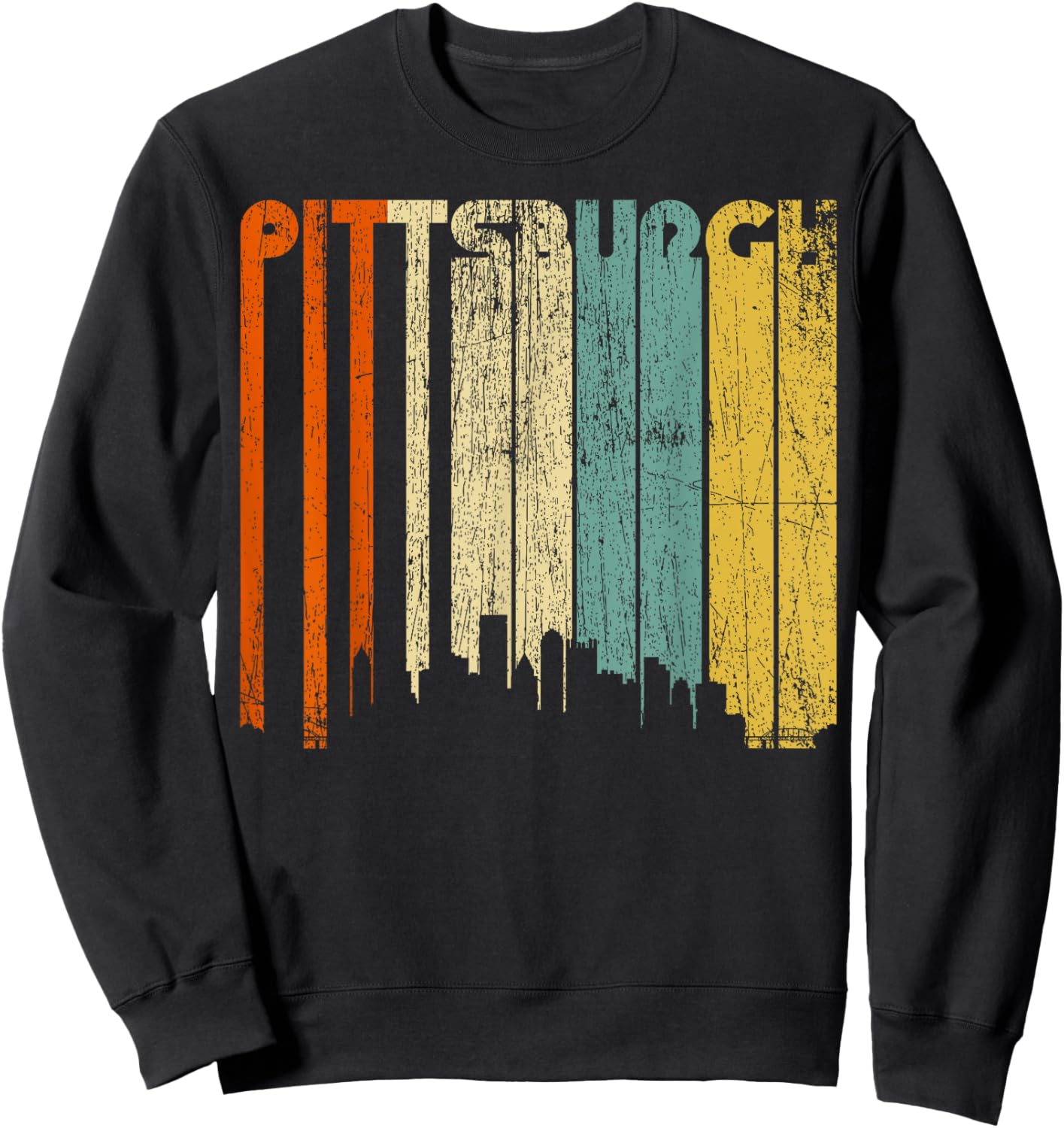 Pittsburgh City Retro Vintage 70s Style Souvenir Sweatshirt - Sweatshirt | Black