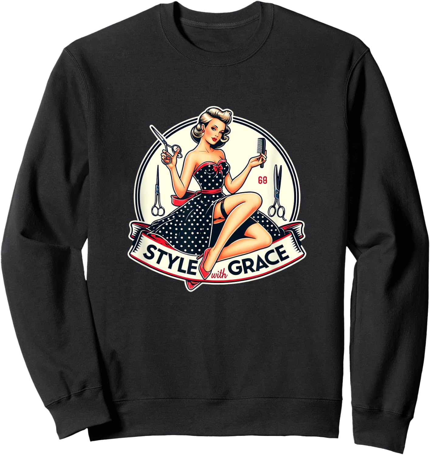 Style With Graphic Pin-Up Grace - S25 , Black, S Sweatshirt - Sweatshirt | Black