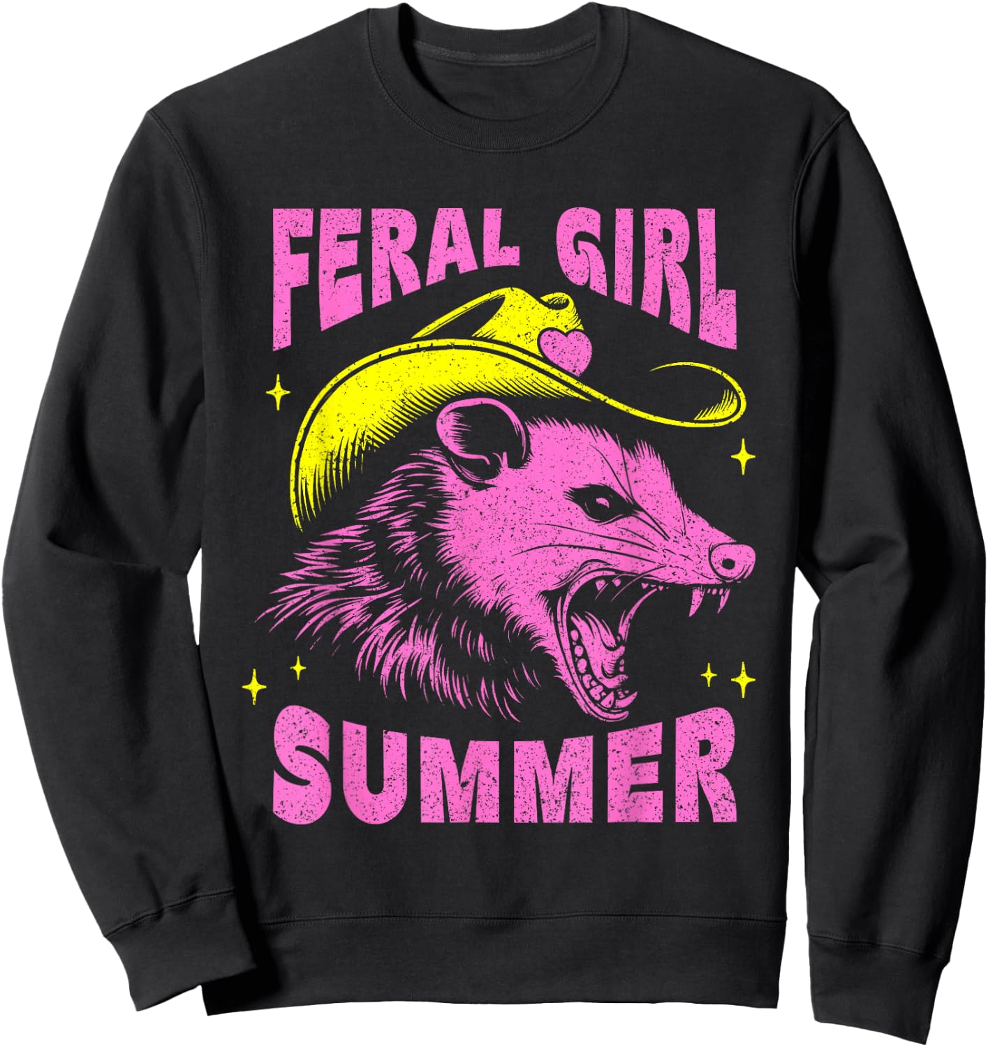 Feral Girl Summer Opossum Vintage Sweatshirt - Sweatshirt | Black
