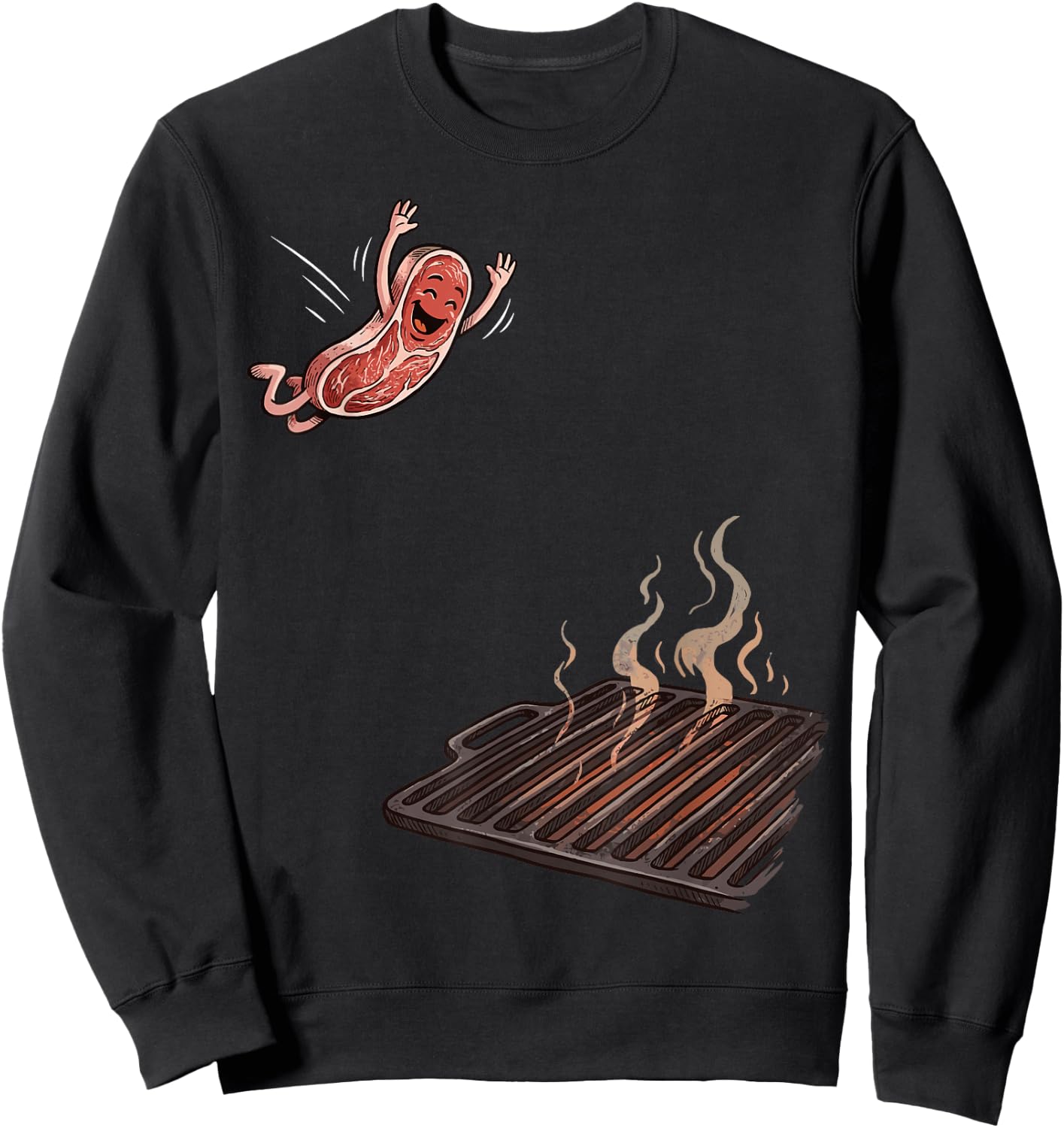 Steak Jumping on to Grill Funny BBQ Sweatshirt - Sweatshirt | Black