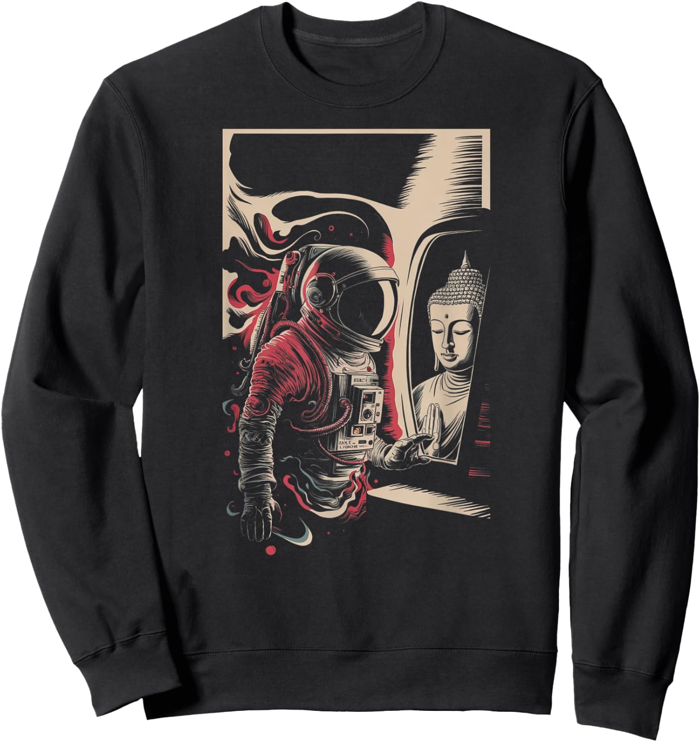 Astronaute Bouddha Spirituel Zen Sci-Fi Space Esthétique Homme Sweatshirt - Sweatshirt | Black