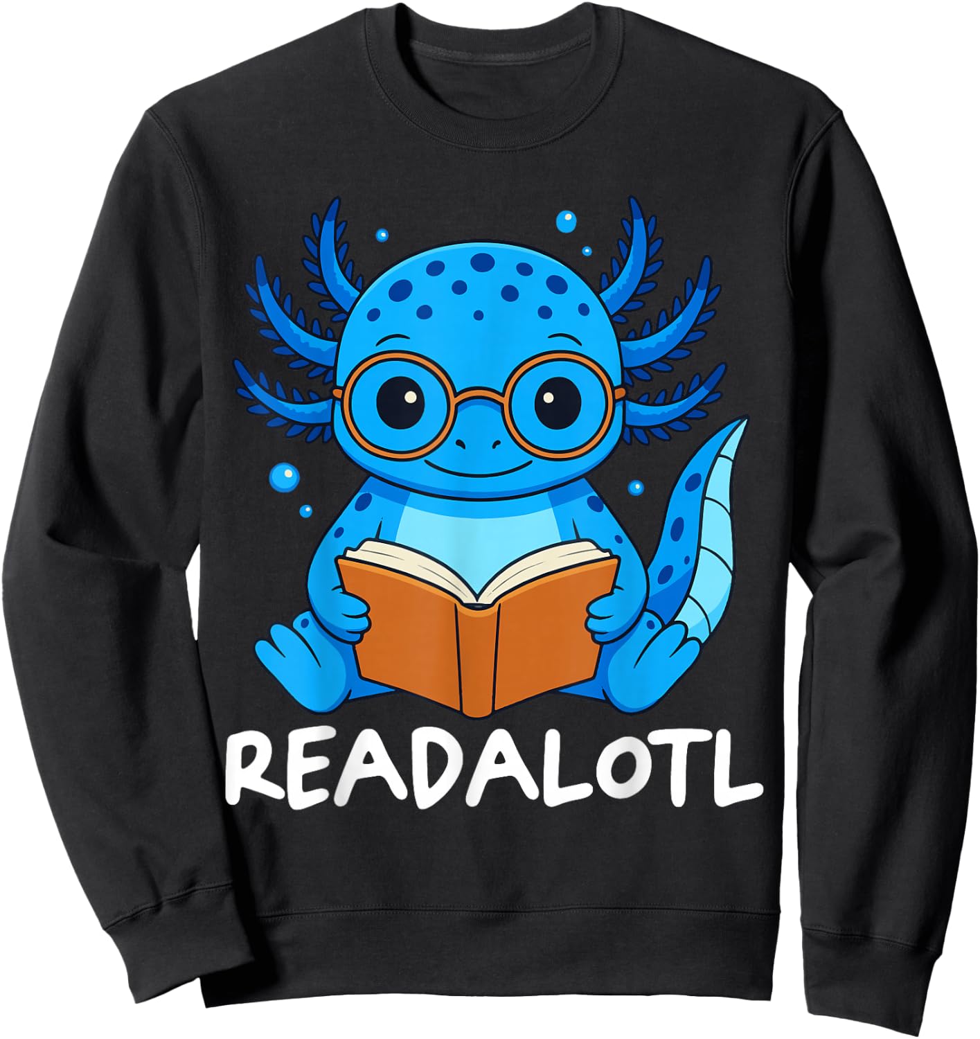 Readalotl Axolotl Reading Sweatshirt - Sweatshirt | Black