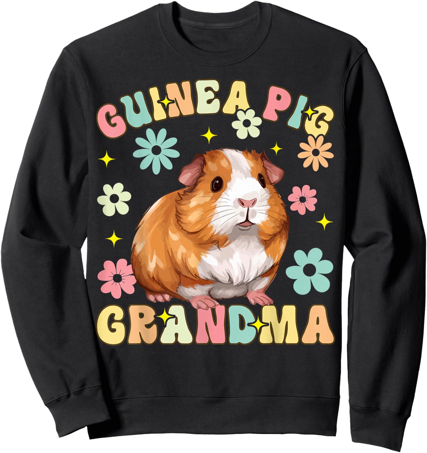 Guinea Pig Grandma Groovy Guinea Pig Sweatshirt - Sweatshirt | Black