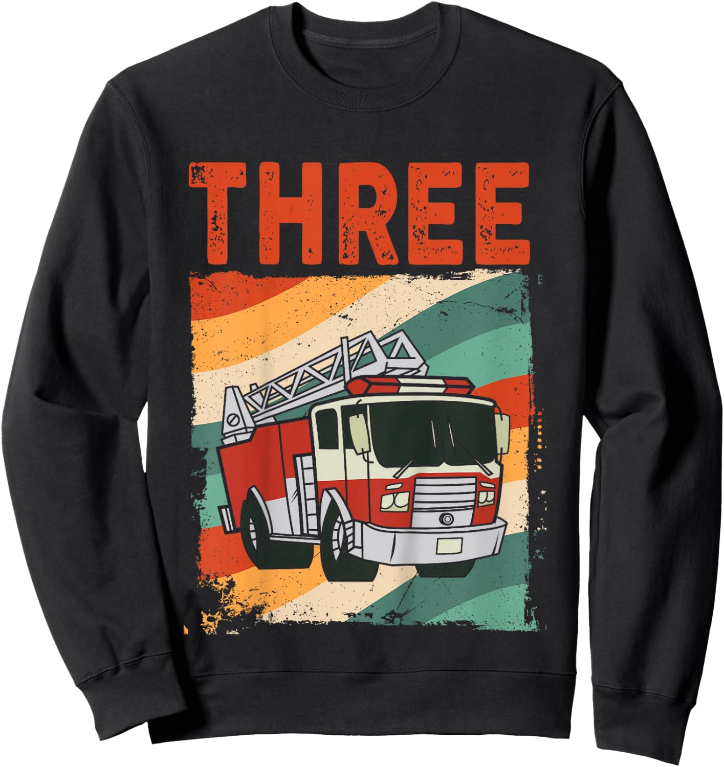 3 Year Old Shirt 3rd Birthday Boy Firefighter Fire Truck Sweatshirt - Sweatshirt | Black