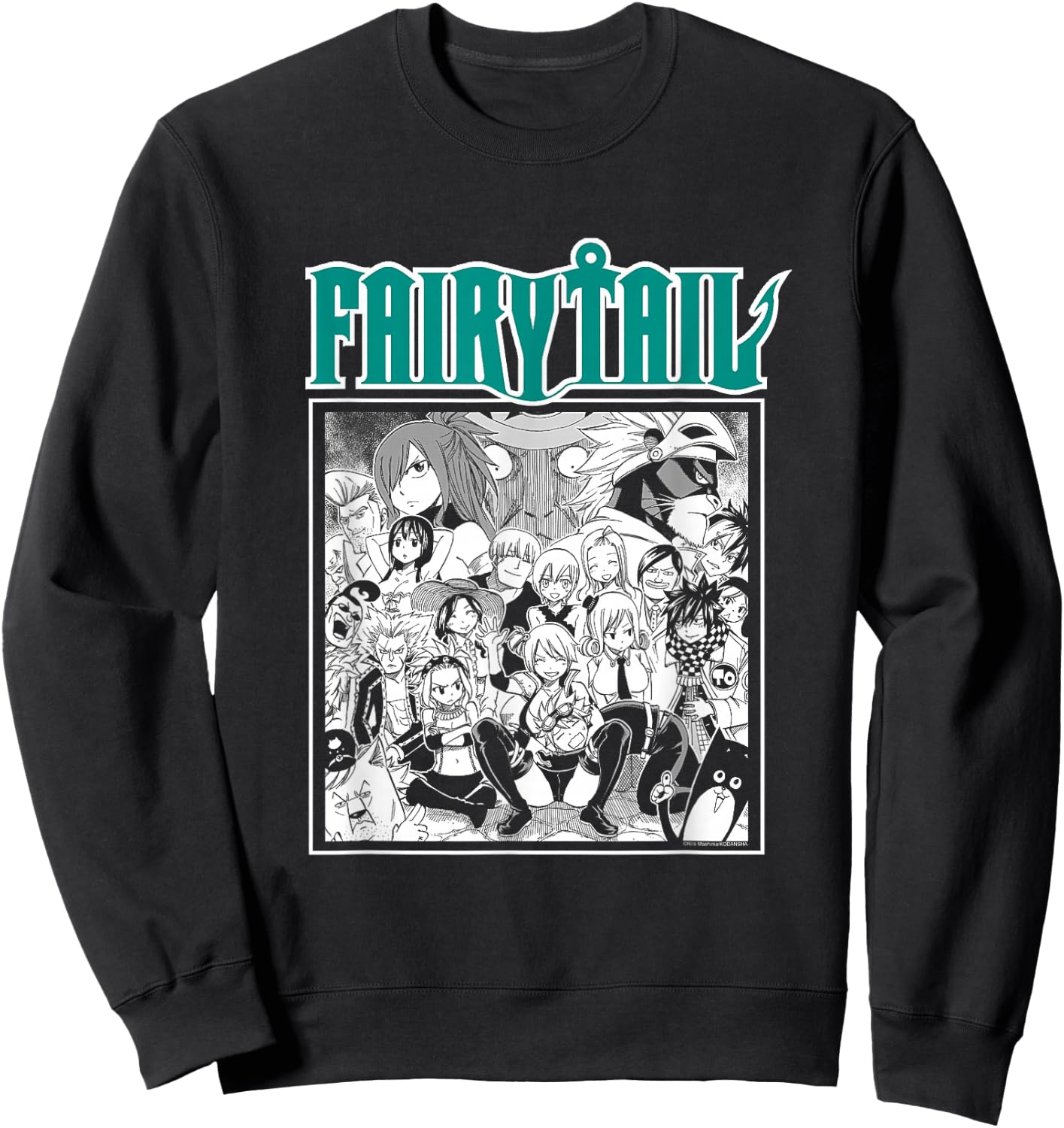 Fairy Tail Manga Black and White Group Shot Anime Sweatshirt - Sweatshirt | Black